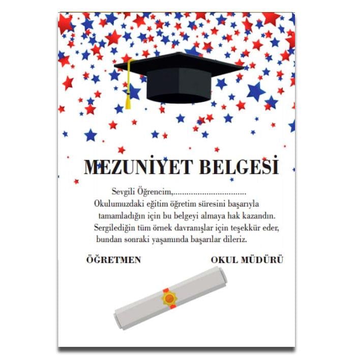 Yıldızlı Mezuniyet Belgesi 10 Adet