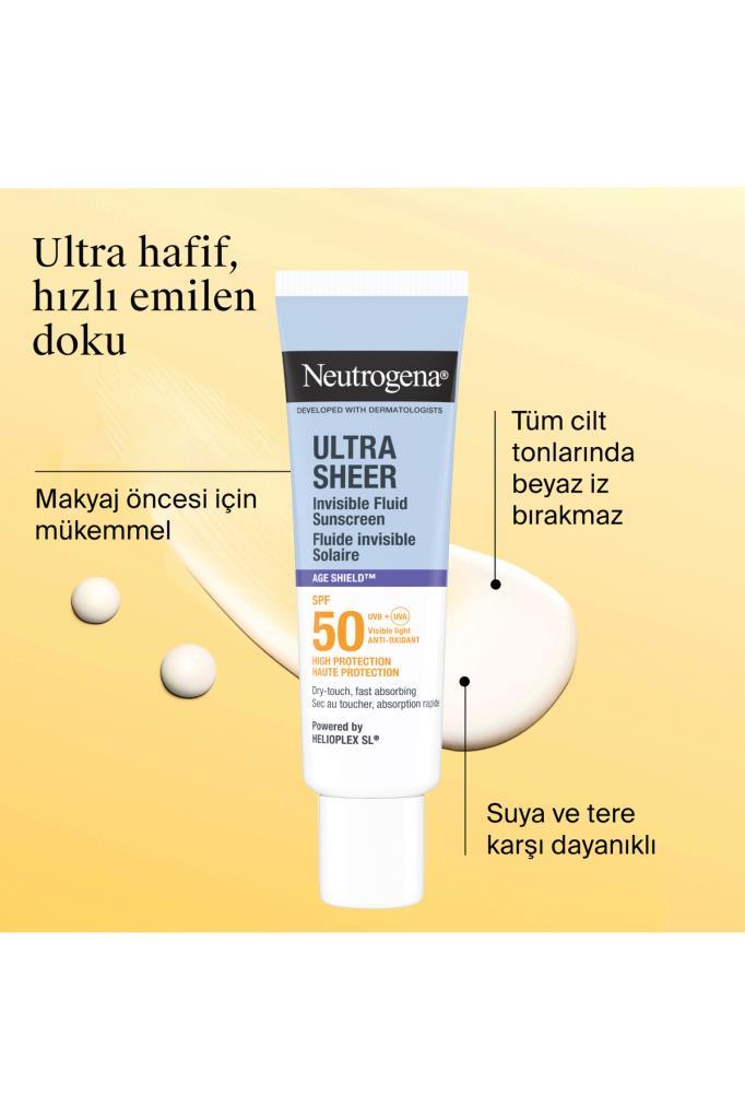 NEUTROGENA Ultra Sheer Invisible Fluide Sunscreen SPF50 Age Shield 50 ml