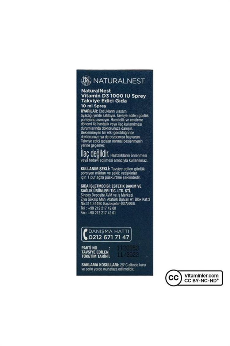 NATURALNEST VITAMIN D3 1000 IU SPREY 10 ML 3 AL 2 ÖDE