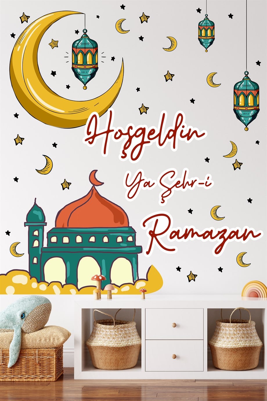 Ramazan Ayı Temalı Cam Duvar Süsleri Hoşgeldin Ramazan Sticker Seti -R3