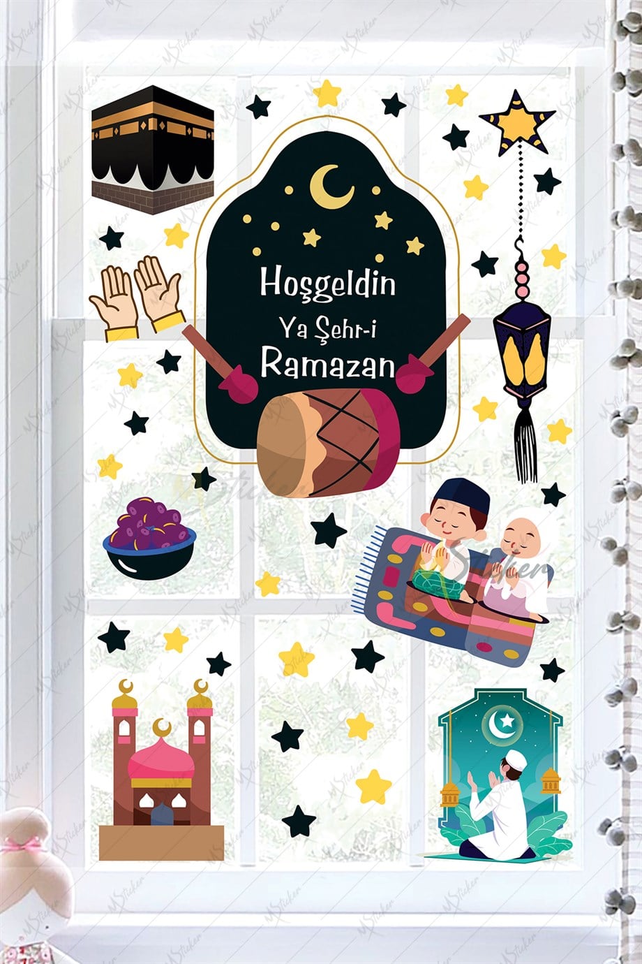 Ramazan Ayı Temalı Süsleme Cam Duvar Süsleri Hoşgeldin Ramazan Sticker Seti -R4