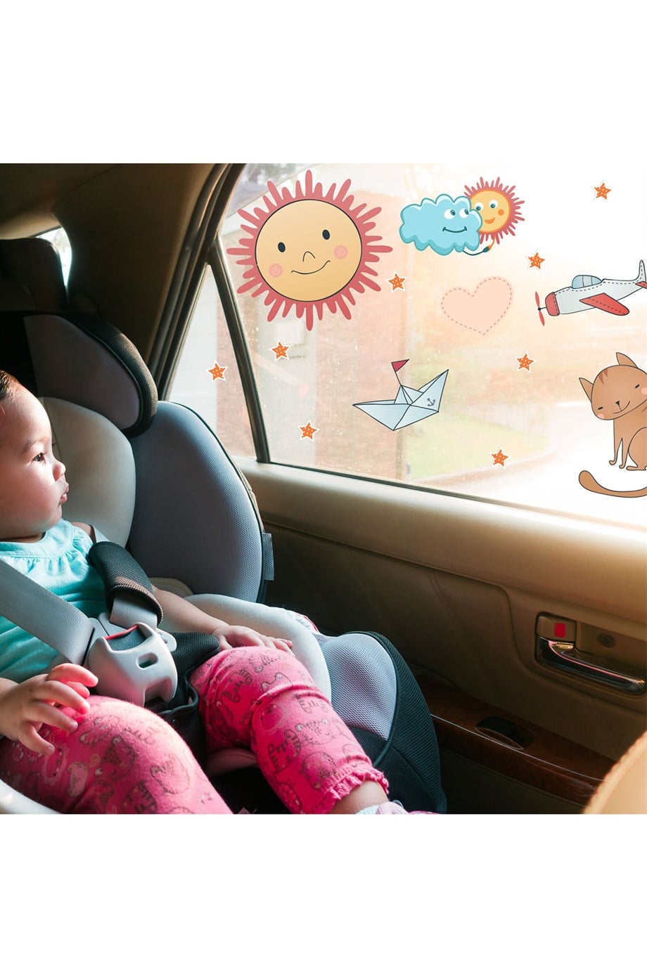  Sevimli Figürler Araba Camı Sticker-Çocuklar için Yolculuk Stickerı 