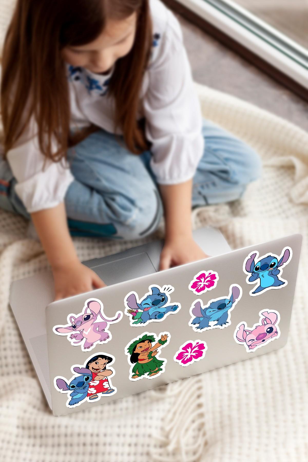 127 Adet Stitc Temalı Sticker Seti - Kalem Suluk Defter Cam Masa Laptop Tablet Sticker Suya Dayanıklı