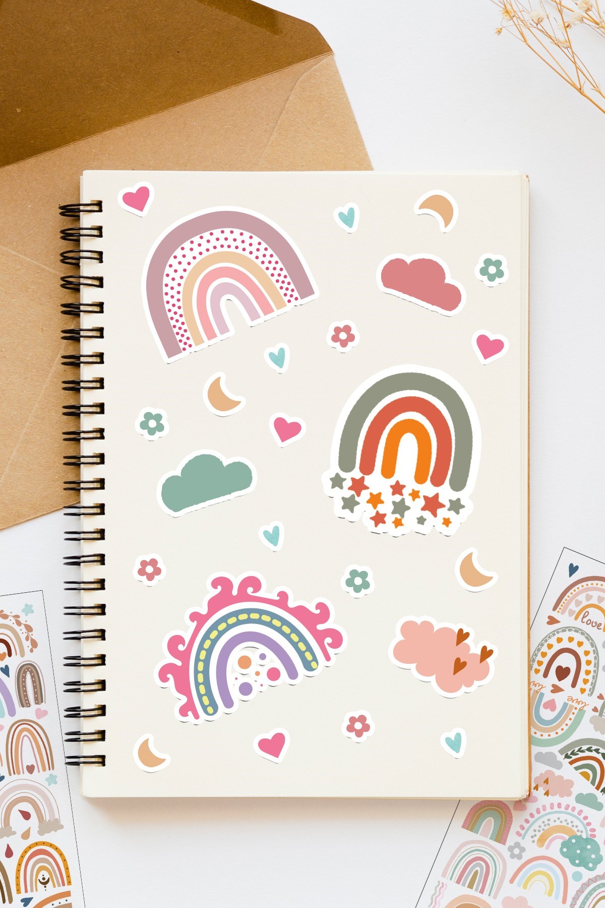 165Adet Gökkuşağı Sticker Seti - Kalem Suluk Defter Cam Masa Laptop Tablet Sticker Suya Dayanıklı