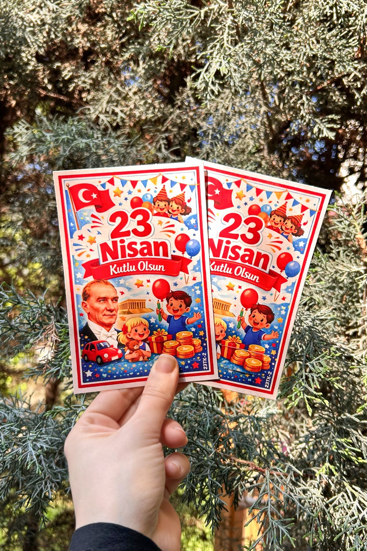 20 Adet 23 Nisan Şeker ve Balon Konulabilen Tebrik Kartı 20li Set – Sınıf Dağıtımlık Hediyelik Kart