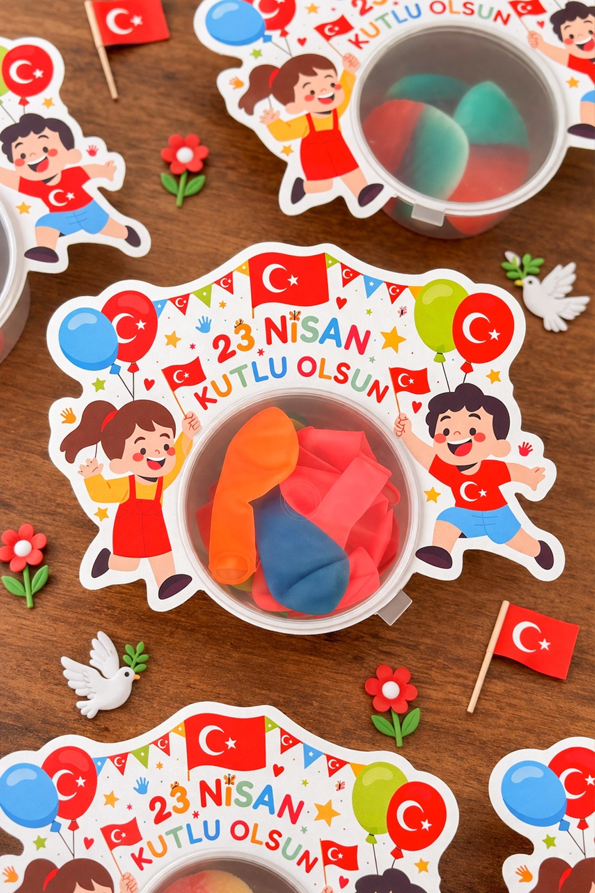23 Nisan Kutlu Olsun Çocuk Temalı Şeker Kutusu 10’lu Set – Kapaklı Mini Bayram Şeker Kabı, Hediyelik