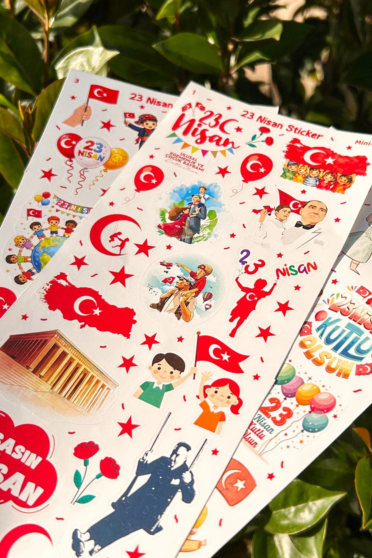 23 Nisan Mini Sticker Seti 3 Sayfa | Okul Etkinlik ve Hediye Sticker |  Çocuk Bayramı Sınıf Hediyelk
