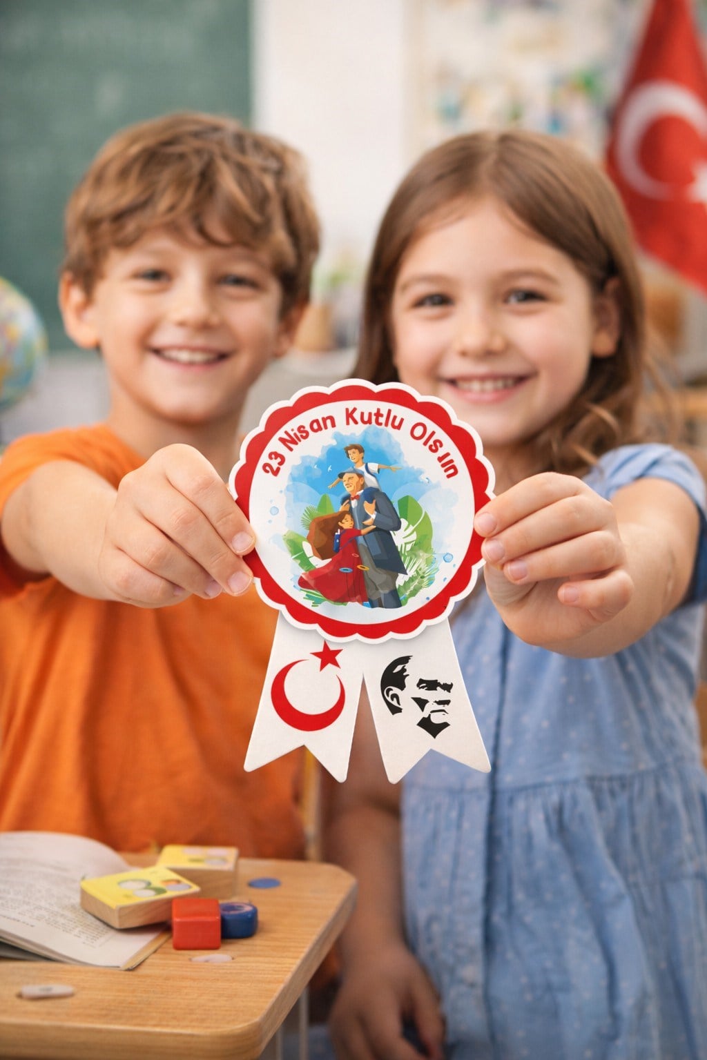 23 Nisan Yaka Sticker Seti 25 Adet | 6x9 cm Yapışkanlı Kokart | Ulusal Egemenlik ve Çocuk Bayramı