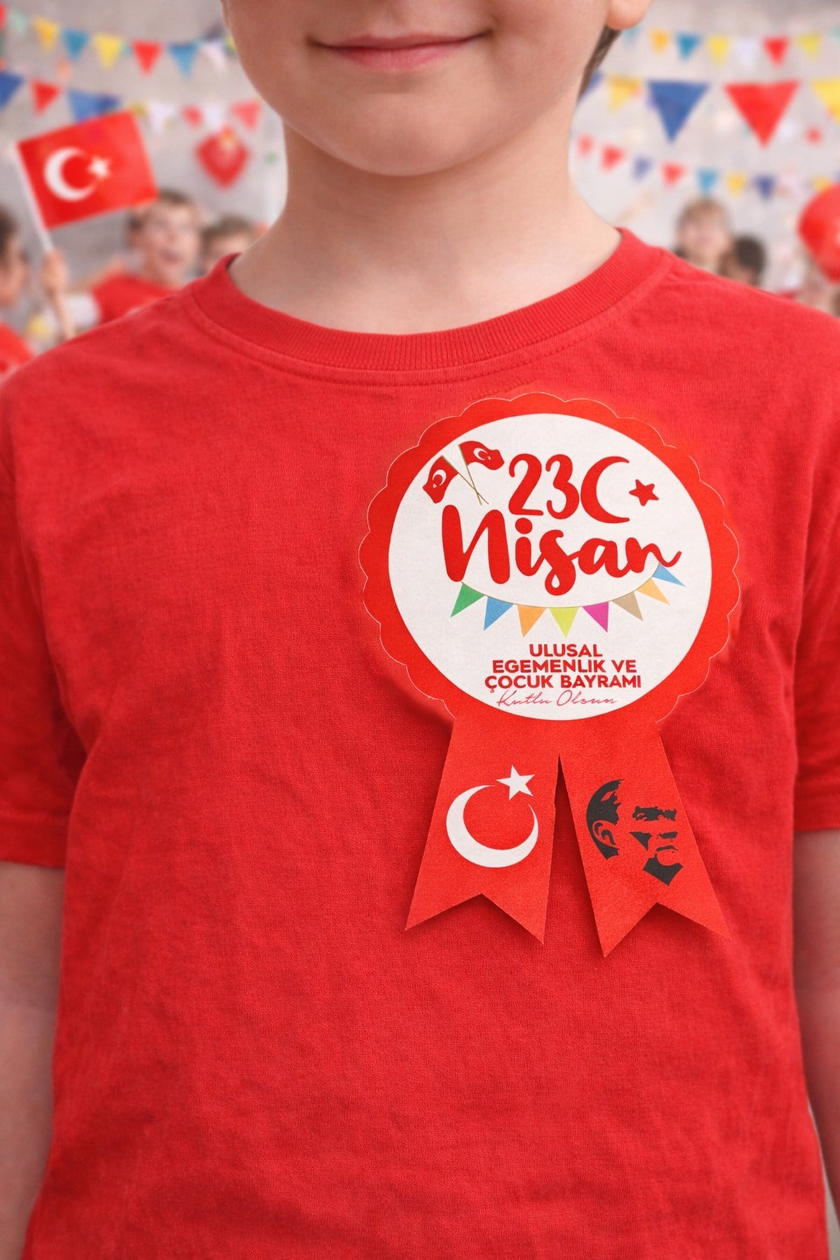 23 Nisan Yaka Sticker Seti 25 Adet | 6x9 cm Yapışkanlı Kokart | Ulusal Egemenlik ve Çocuk Bayramı