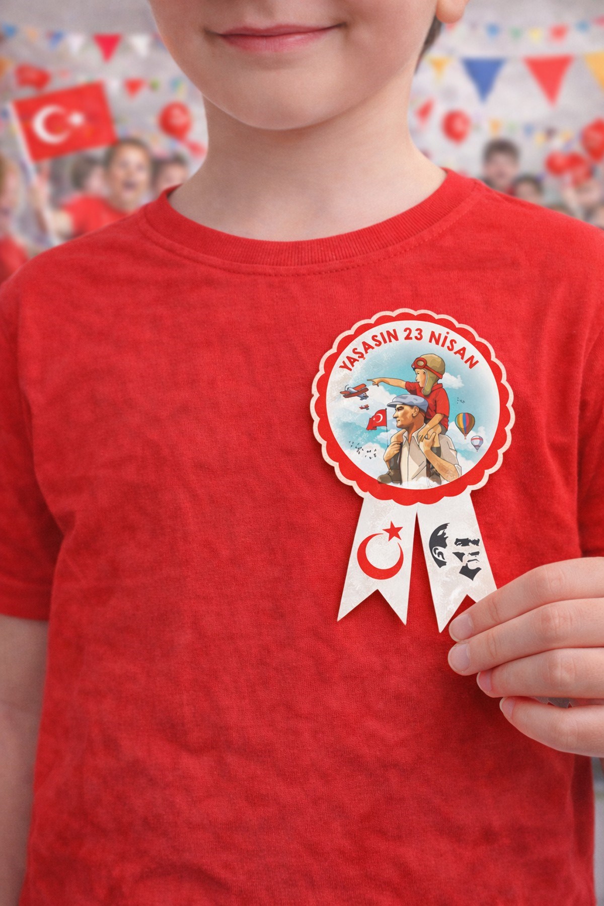 23 Nisan Yaka Sticker Seti 25 Adet | 6x9 cm Yapışkanlı Kokart | Ulusal Egemenlik ve Çocuk Bayramı