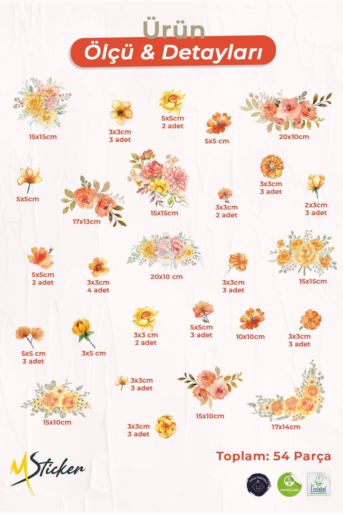 52 Parça Bahar Temalı Cam Sticker Seti – Suluboya Floral Çift Taraflı Görünüm, Dekoratif Cam Sticker
