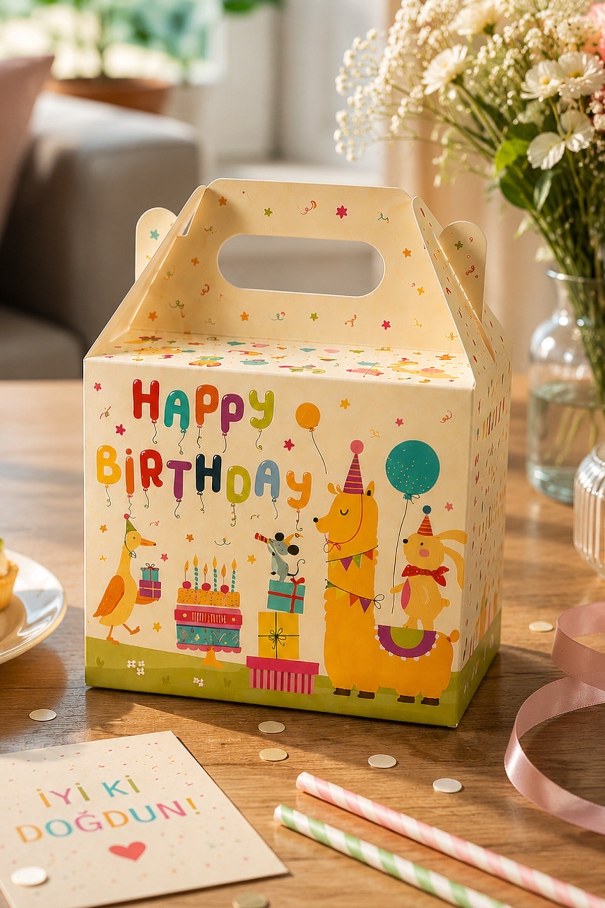 5li Doğum Günü Hediye Kutusu Seti 10x13 cm | Çocuk Parti Kutusu | Şekerleme ve Hediyelik Kutu