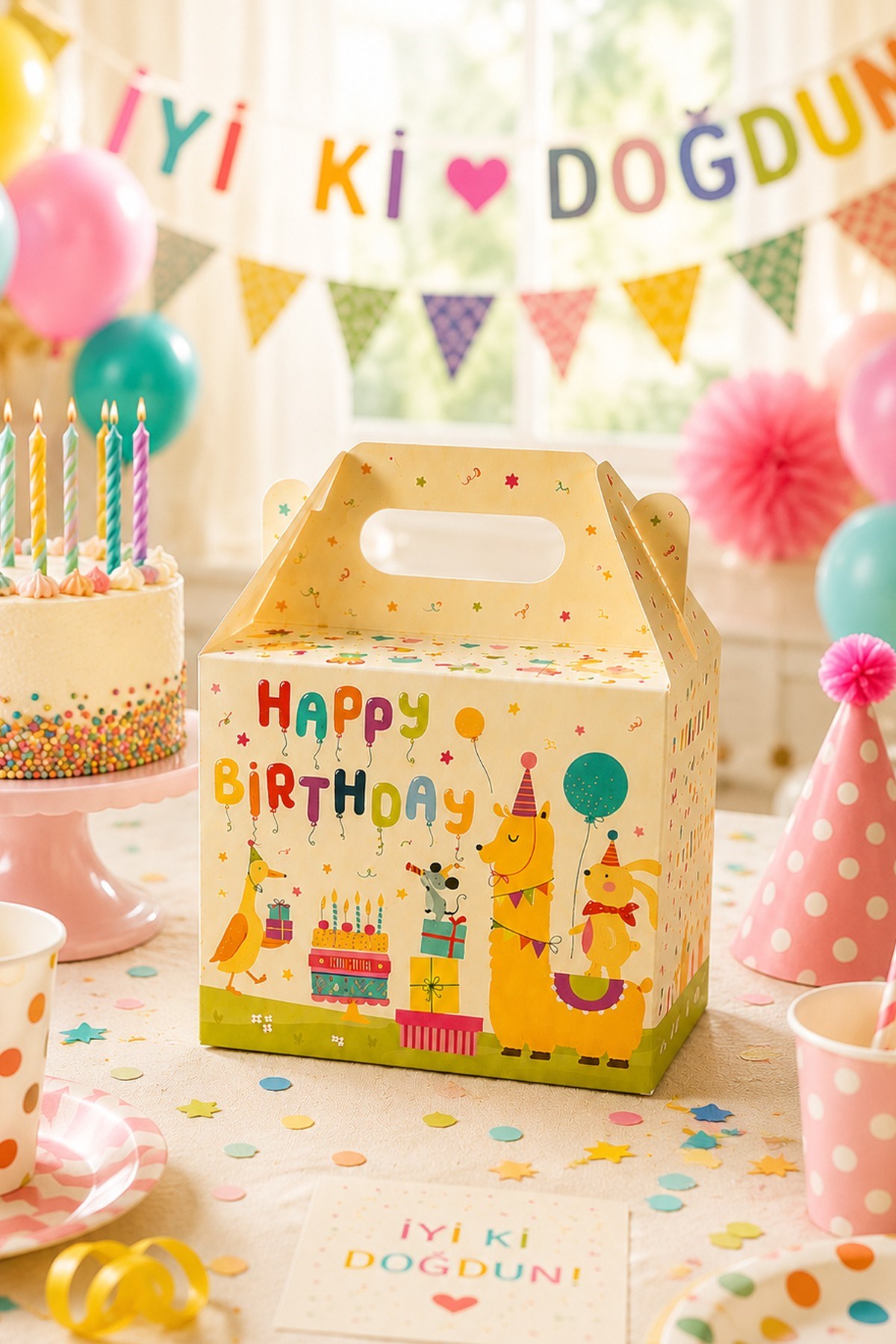 5li Doğum Günü Hediye Kutusu Seti 10x13 cm | Çocuk Parti Kutusu | Şekerleme ve Hediyelik Kutu