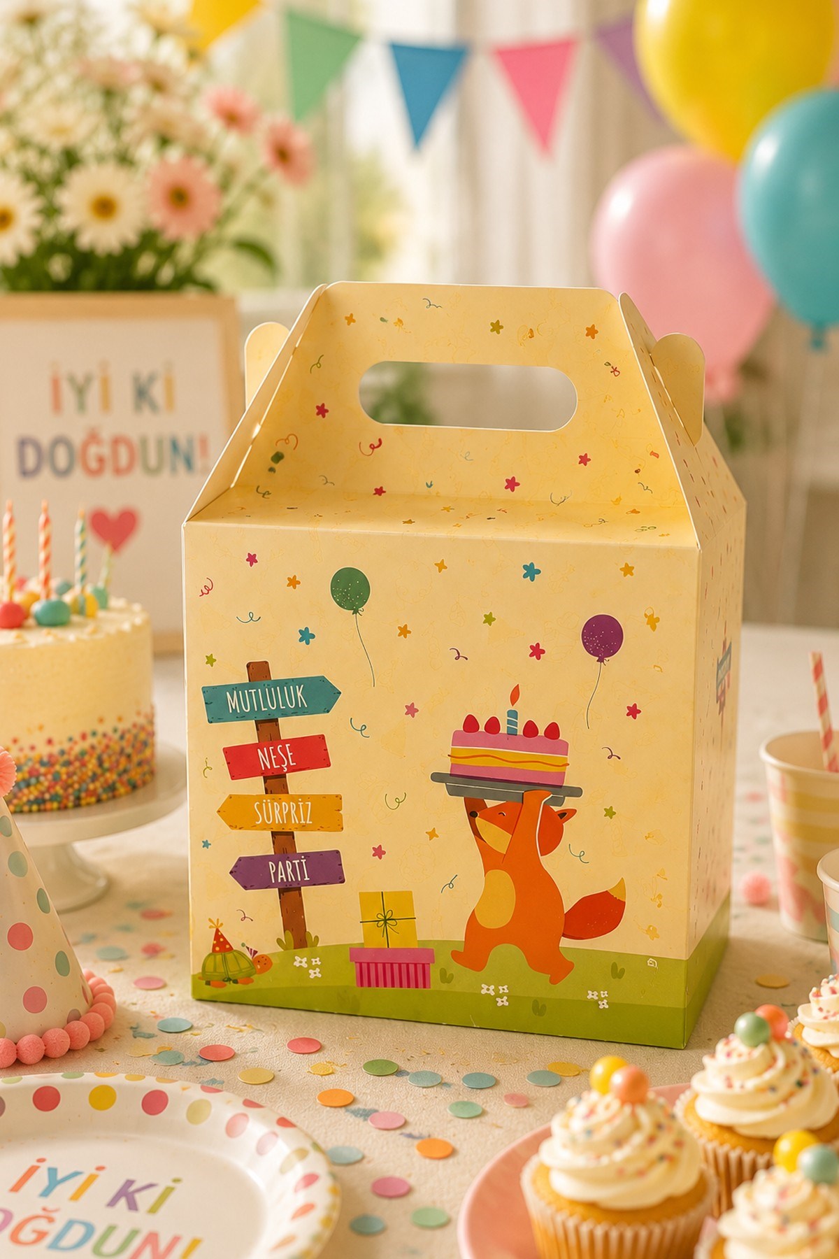 5li Doğum Günü Hediye Kutusu Seti 10x13 cm | Çocuk Parti Kutusu | Şekerleme ve Hediyelik Kutu