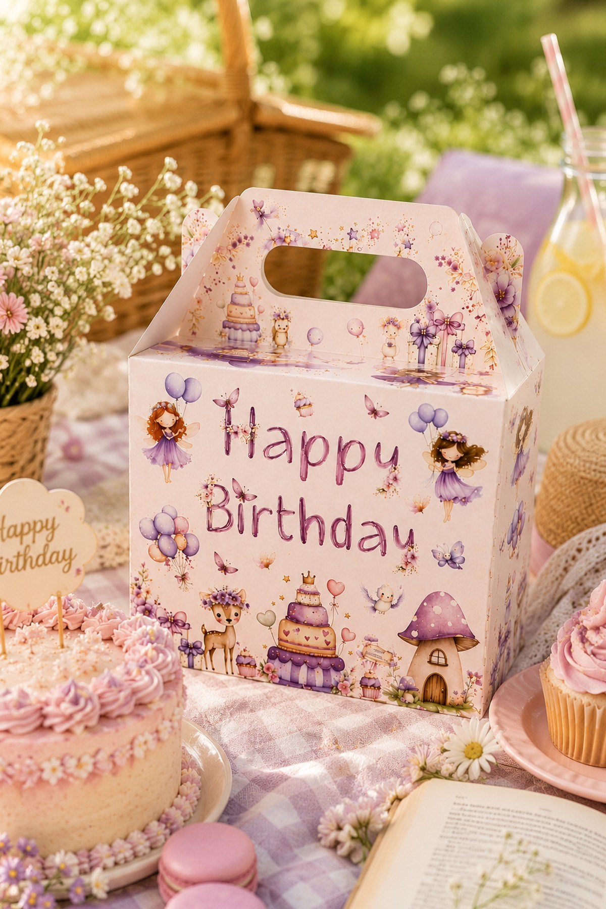 5li Doğum Günü Hediye Kutusu Seti Orman Perileri 10x13 cm | Çocuk Parti Kutusu | Hediyelik Kutu