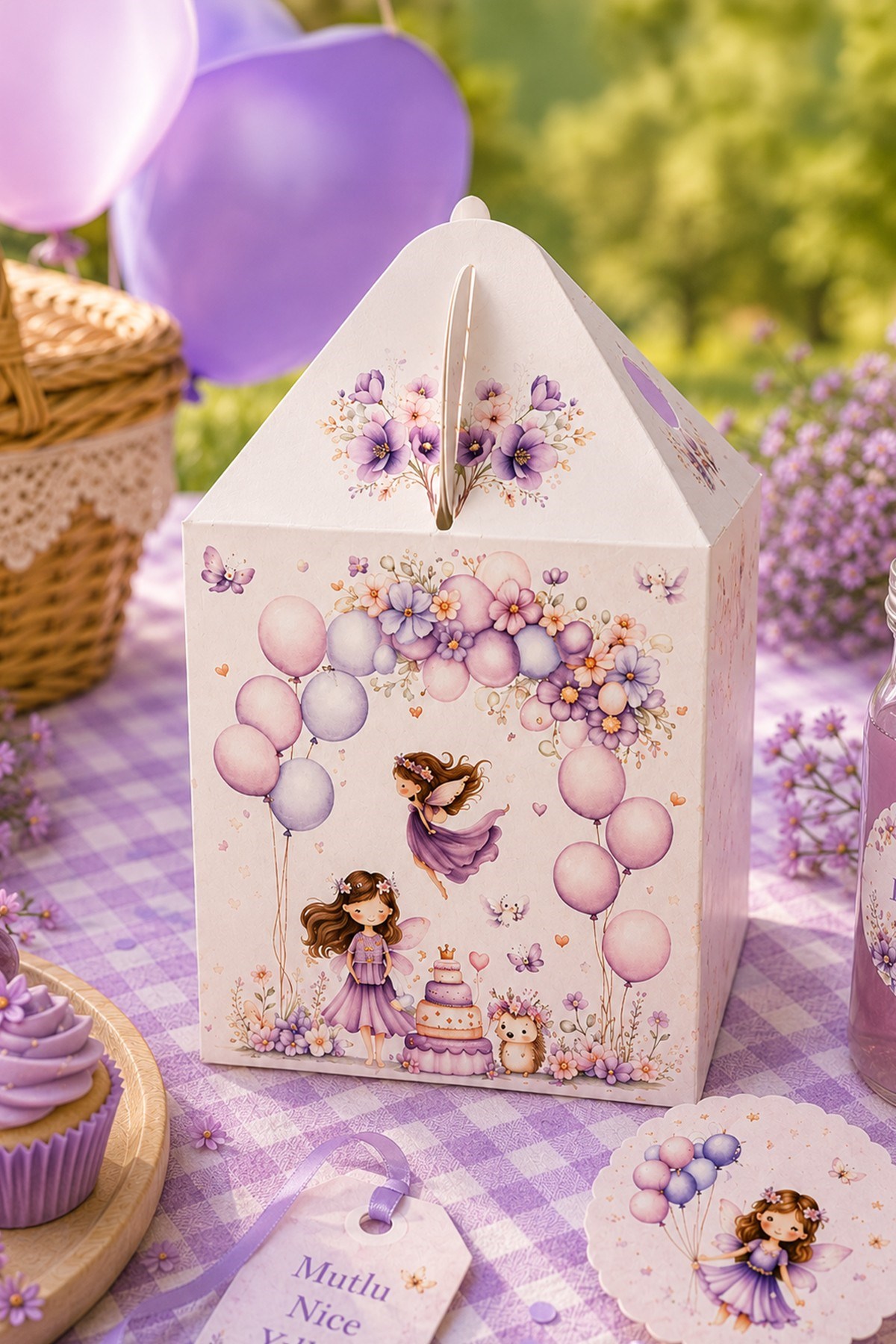 5li Doğum Günü Hediye Kutusu Seti Orman Perileri 10x13 cm | Çocuk Parti Kutusu | Hediyelik Kutu