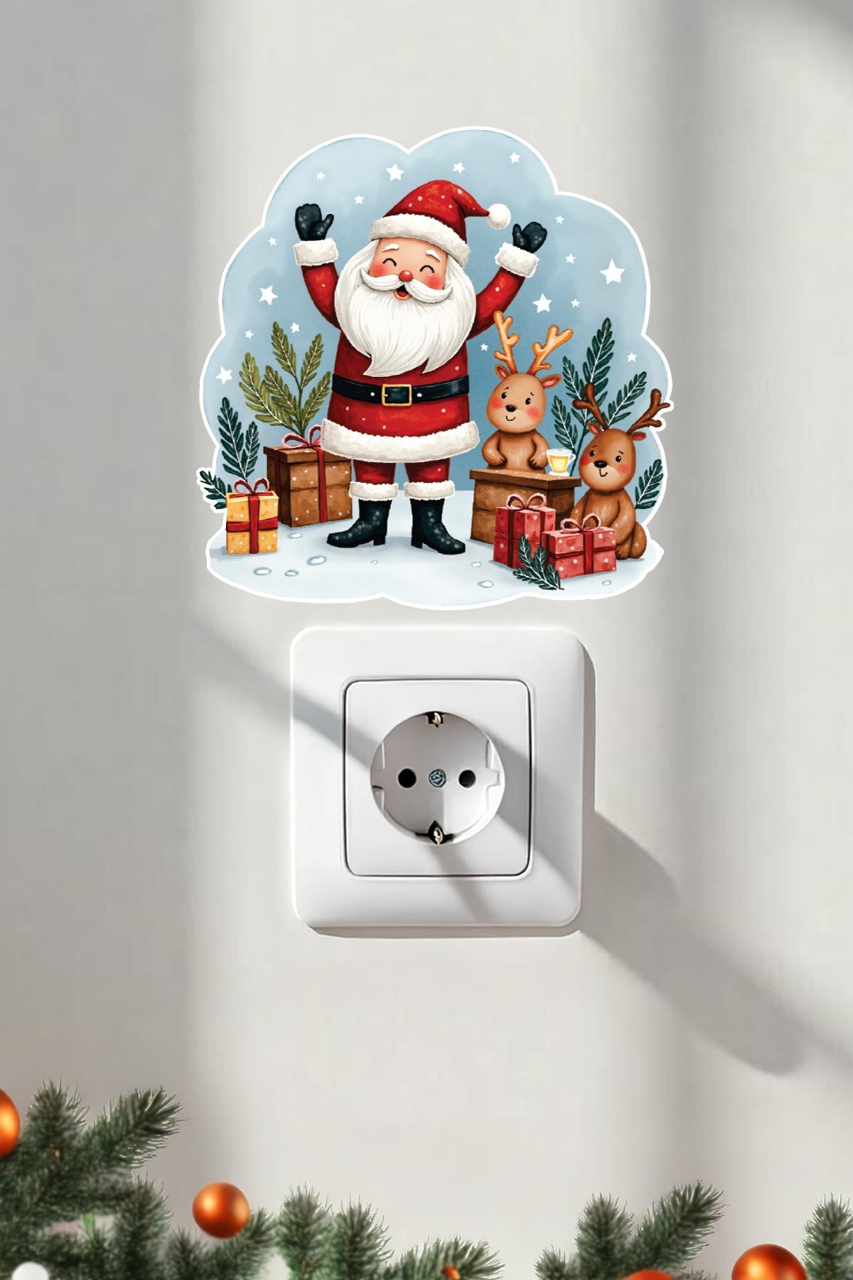 6 lı Yeni Yıl Temalı Mini Sticker Priz Sticker Yılbaşı Yeni Yıl Mini Boy Sticker Seti Yeni Yıl Treni