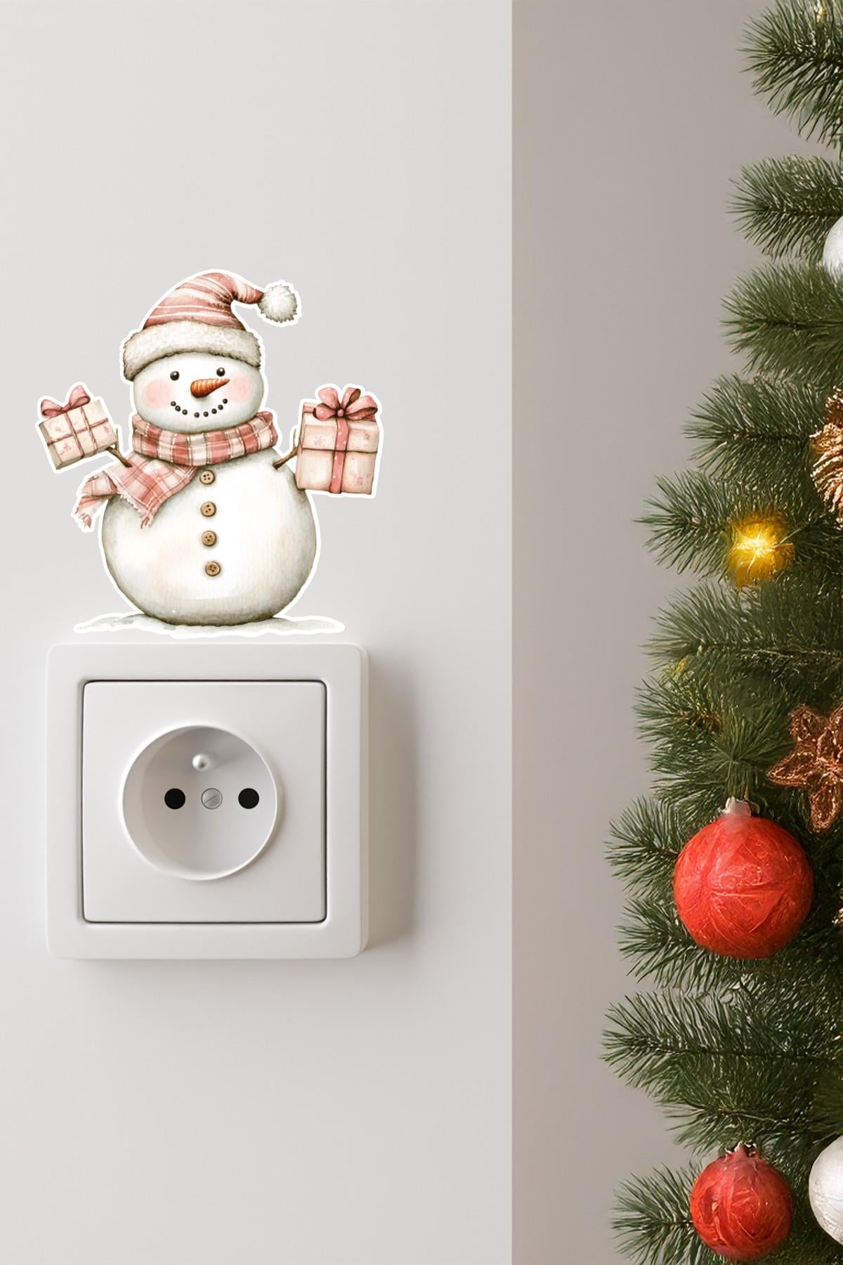 6 lı Yeni Yıl Temalı Mini Sticker Priz Sticker Yılbaşı Yeni Yıl Mini Boy Sticker Seti 6 lı Soft