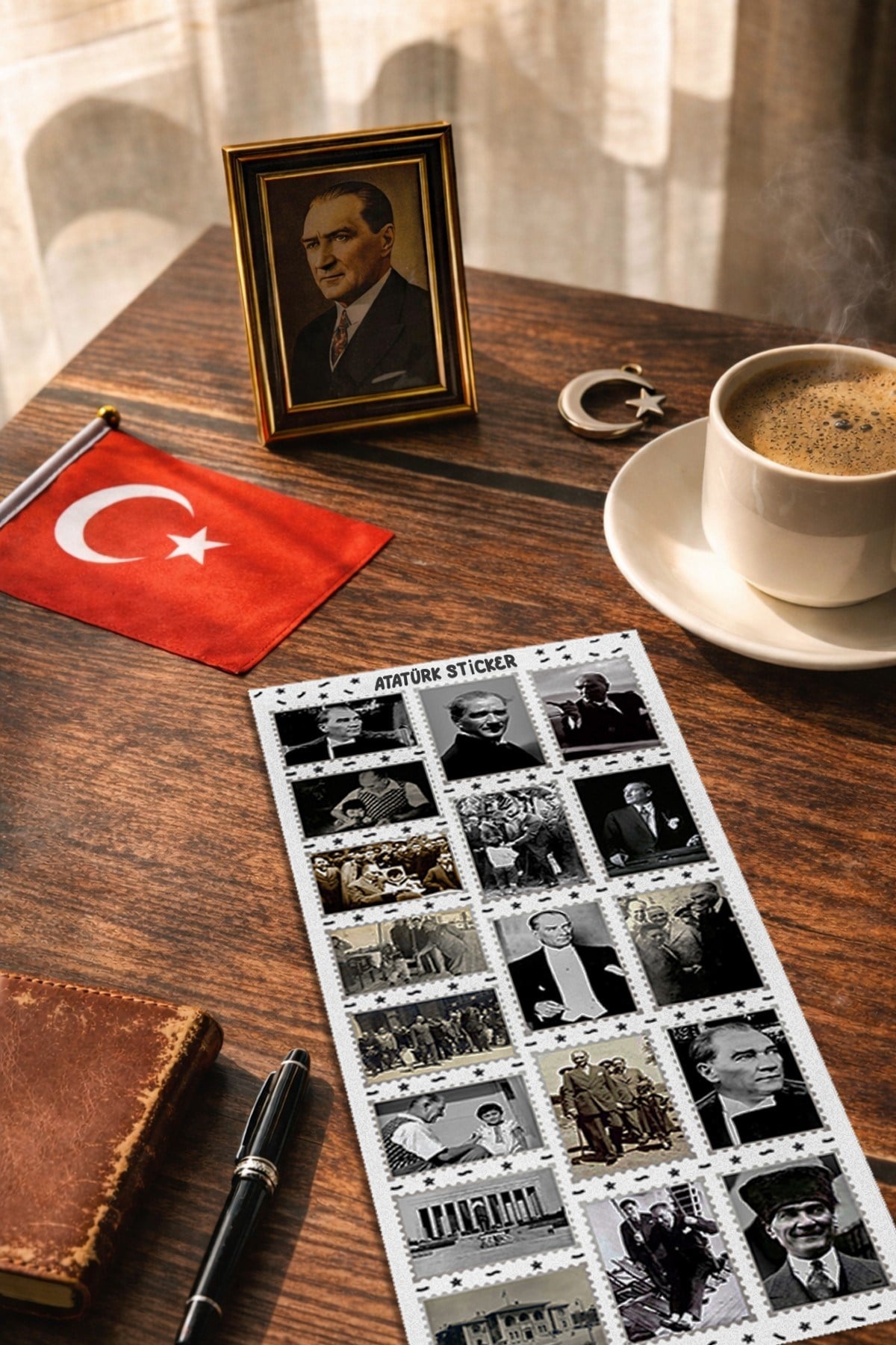 75 Parça Atatürk ve Bayrak Temalı Mini Sticker Seti, 23 Nisan 19 Mayıs Atatürk Sticker Okul Etiket