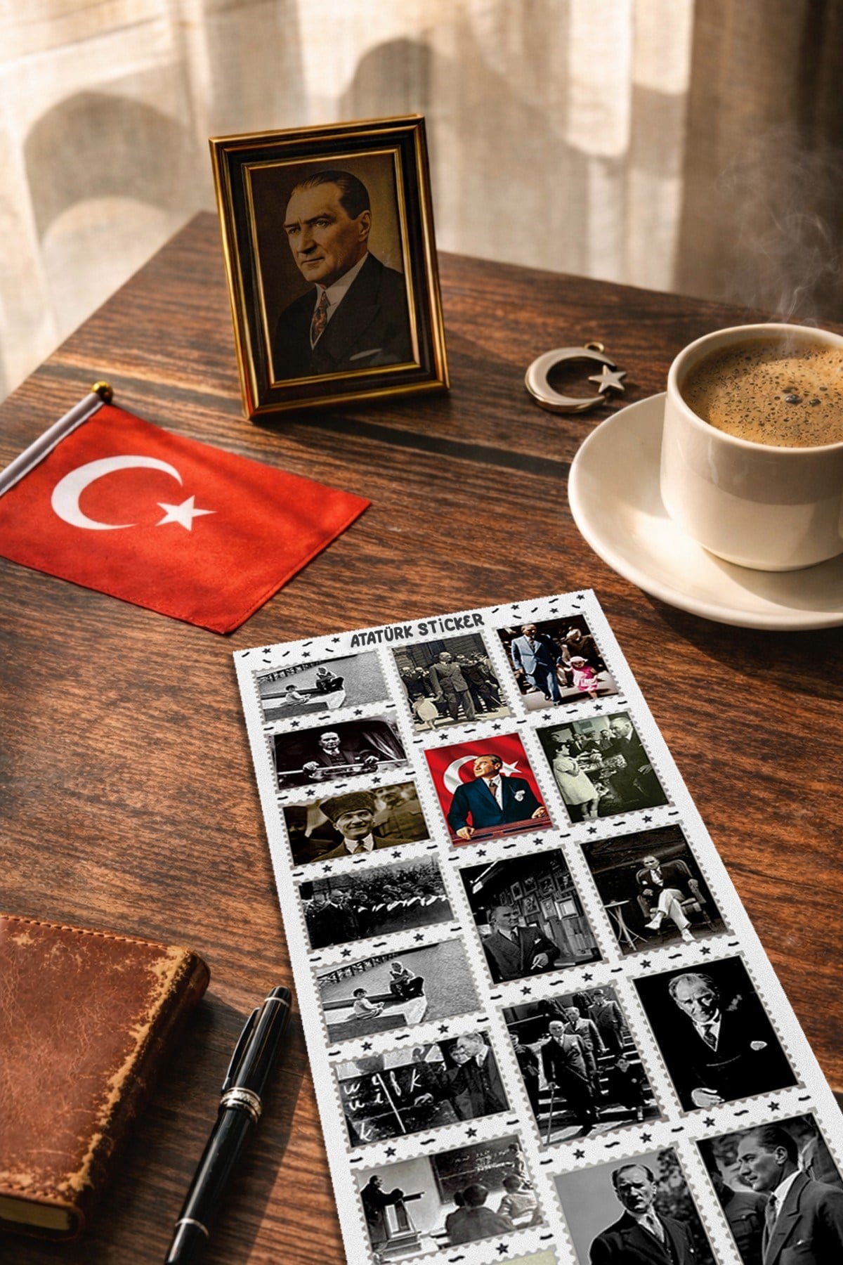 75 Parça Atatürk ve Bayrak Temalı Mini Sticker Seti, 23 Nisan 19 Mayıs Atatürk Sticker Okul Etiket