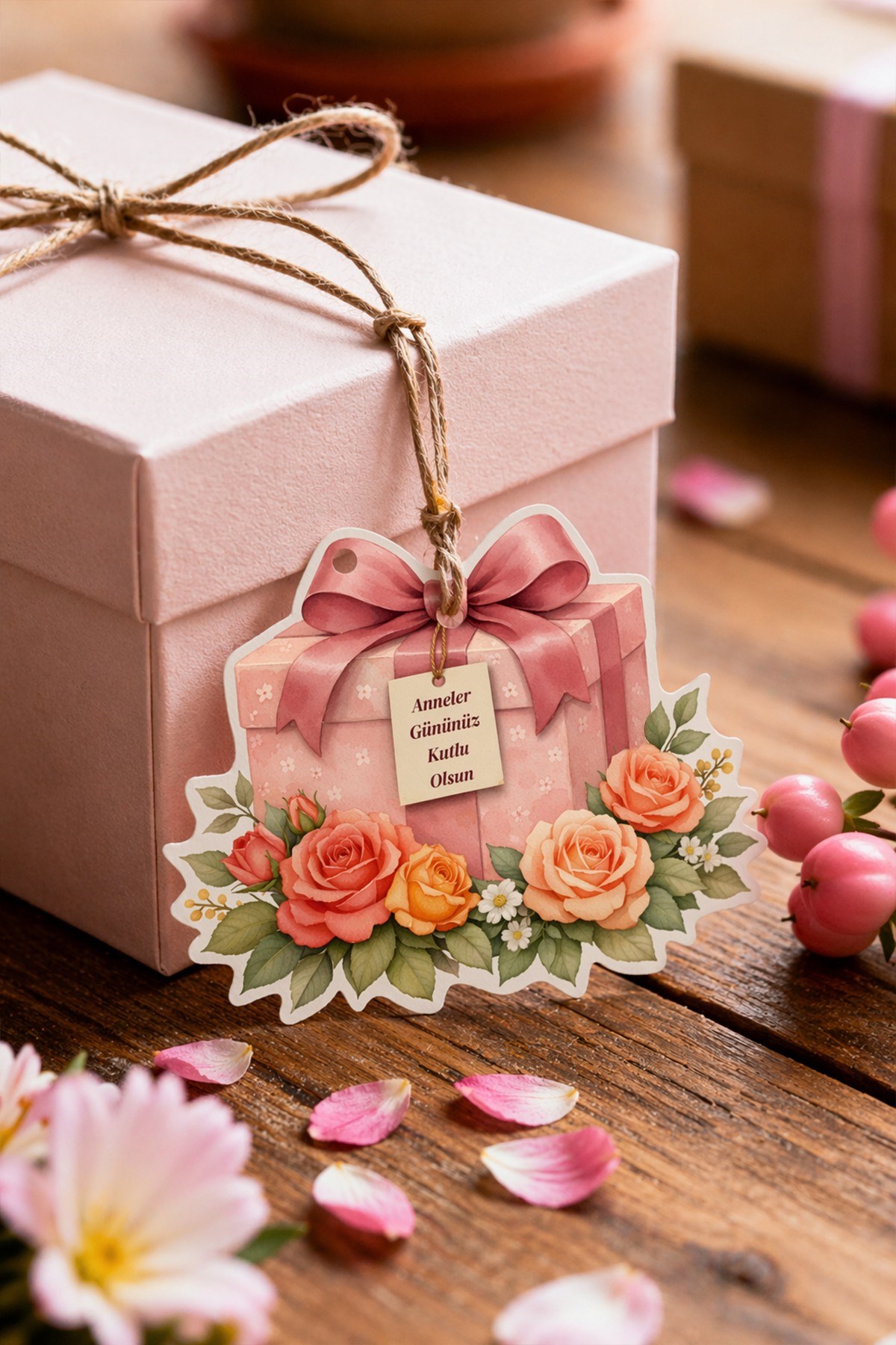 Anneler Günü Hediye Kartı 15 Adet 10x10 cm | Yazılabilir Mesaj Kartı | Hediye Paketi İçin Çiçek Kart