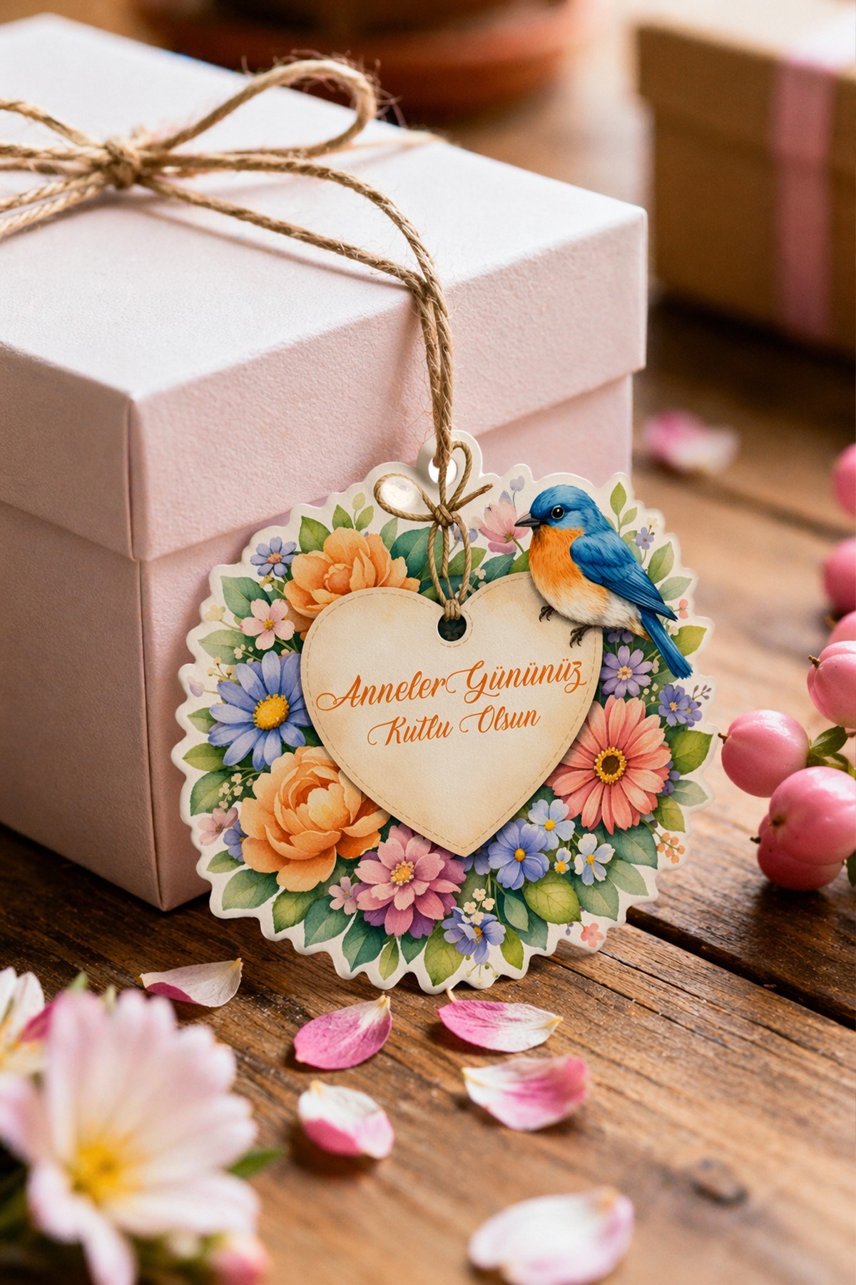Anneler Günü Hediye Kartı 12 Adet 10x10 cm | Yazılabilir Mesaj Kartı | Hediye Paketi İçin Çiçek Kart