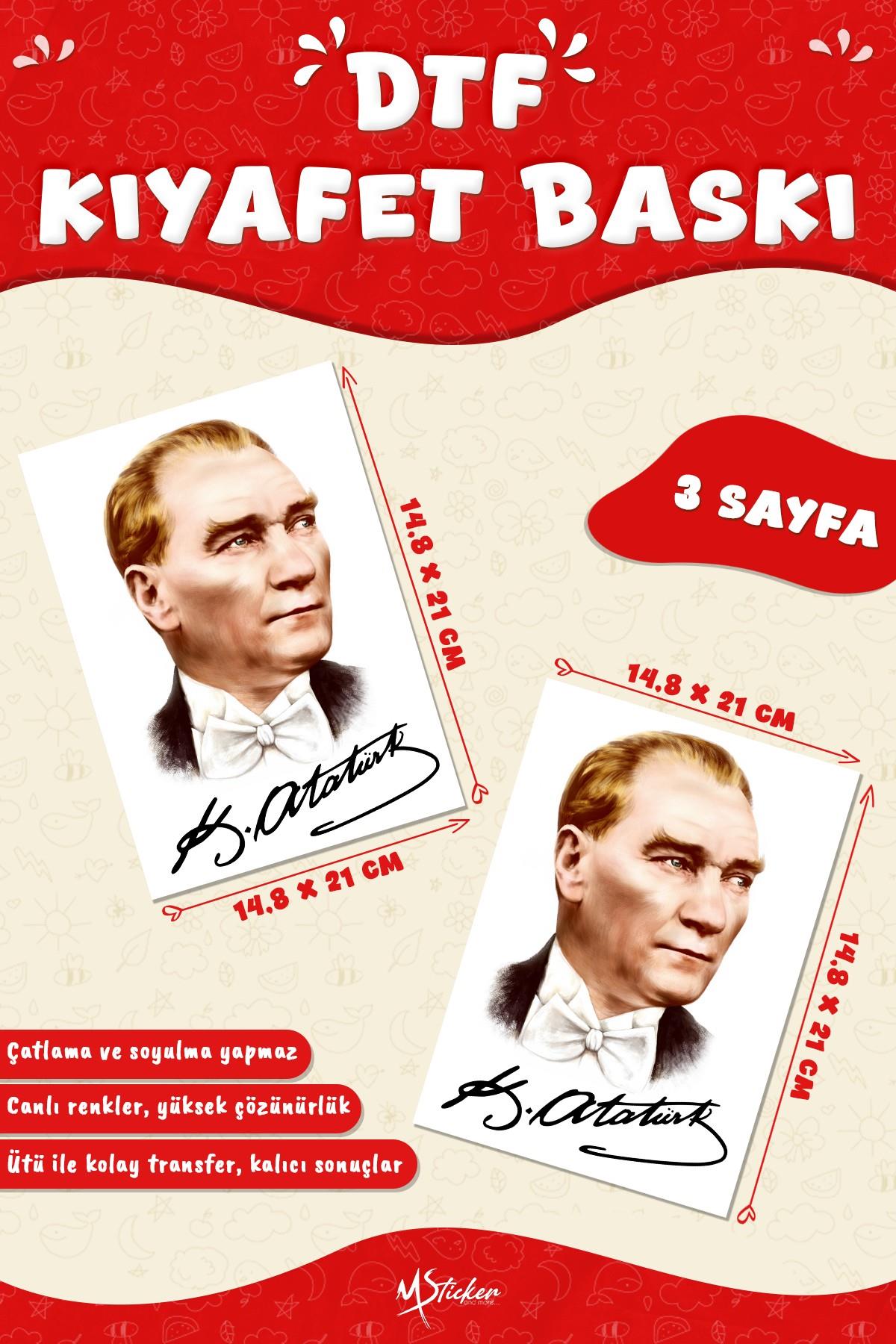 Atatürk 29 Ekim Kumaşa Baskı Yapılabilen Özel Tasarım Ütü Ile Yapışan Tekstil Dtf Baskı Görseli