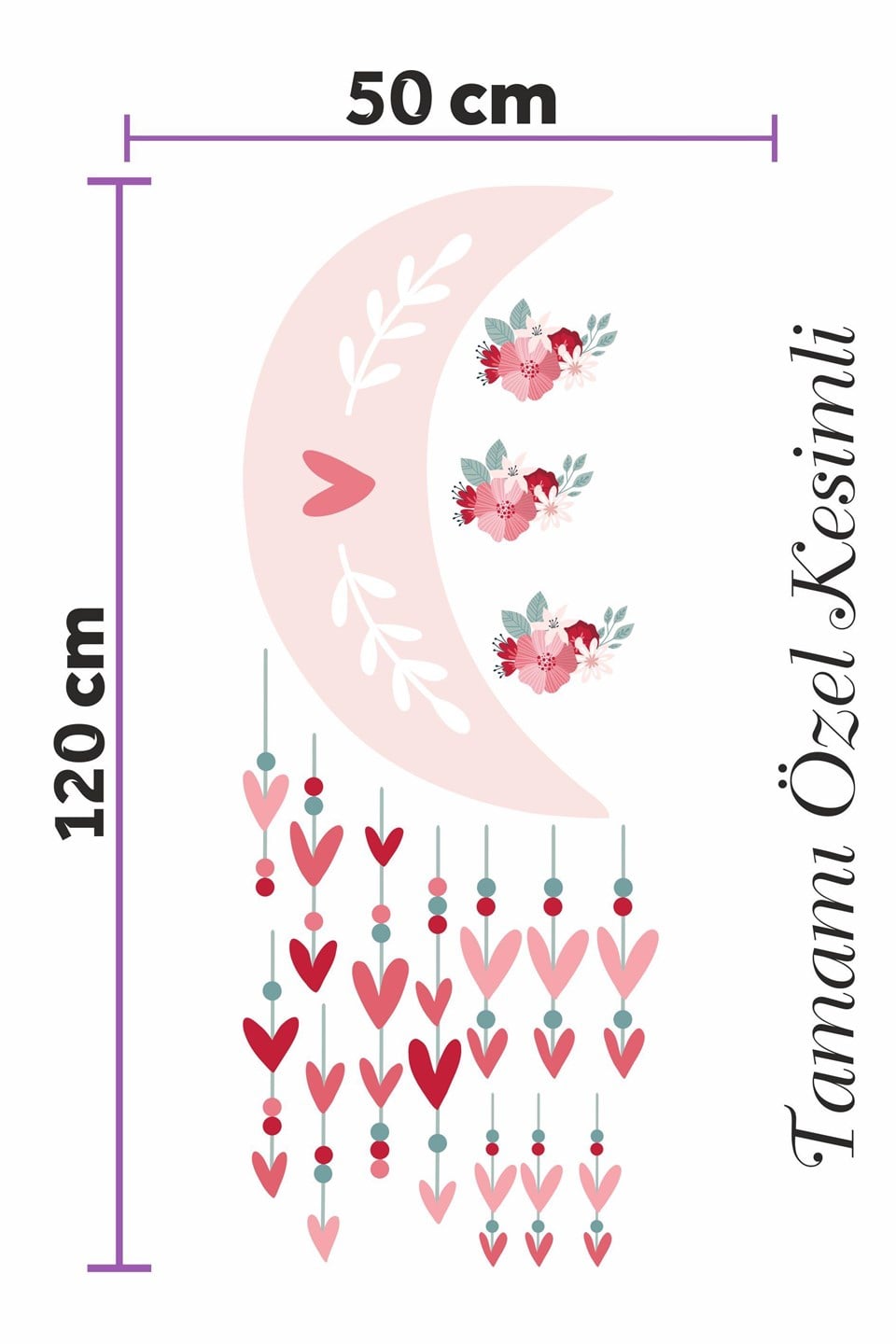 Ay ve Sarkan Kalpler Çocuk Bebek Odası Duvar Sticker