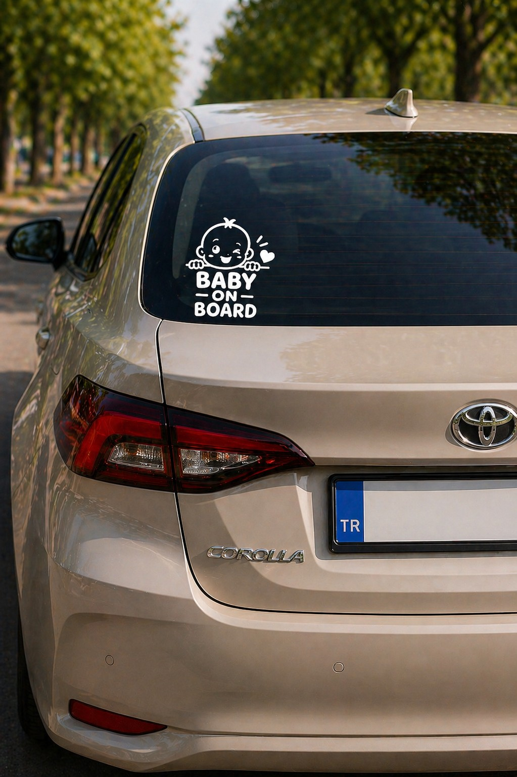Baby On Board Beyaz Oto Cam Stickerı 15x17,5 cm | Arabada Bebek Var Araç Stickerı