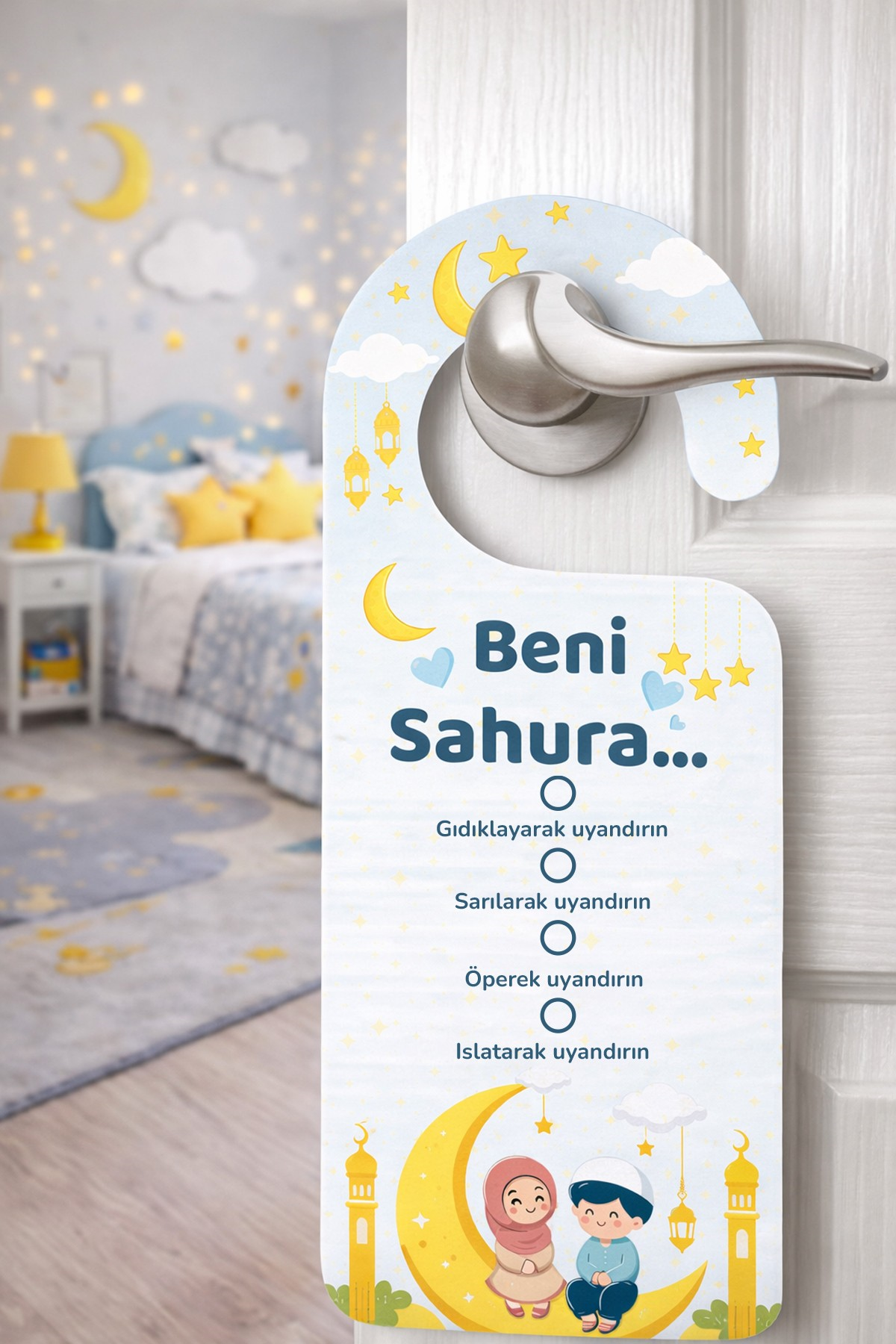 Beni Sahura Uyandır Kapı Askısı – Ramazan Ayına Özel Çocuklar İçin Eğlenceli Sahur Kartı