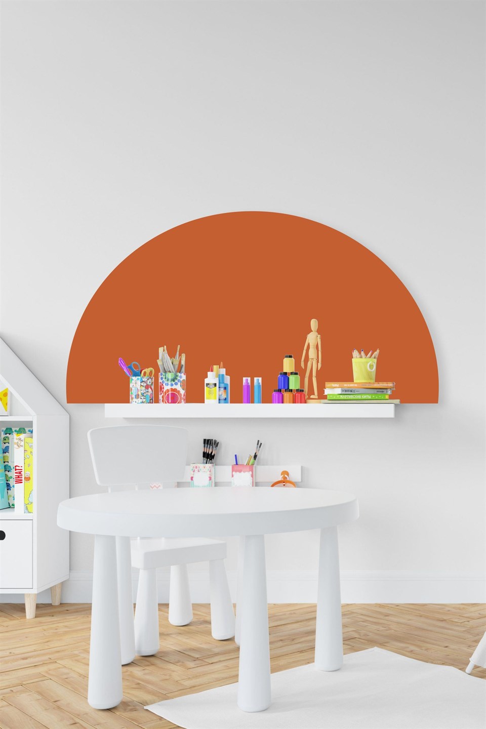 Bohem Tarzı Koyu Turuncu Yarım Daire Çocuk Bebek Odası Sticker(50