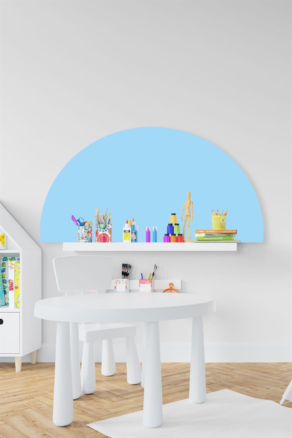 Bohem Tarzı Mavi Yarım Daire Çocuk Bebek Odası Sticker(50x100cm)