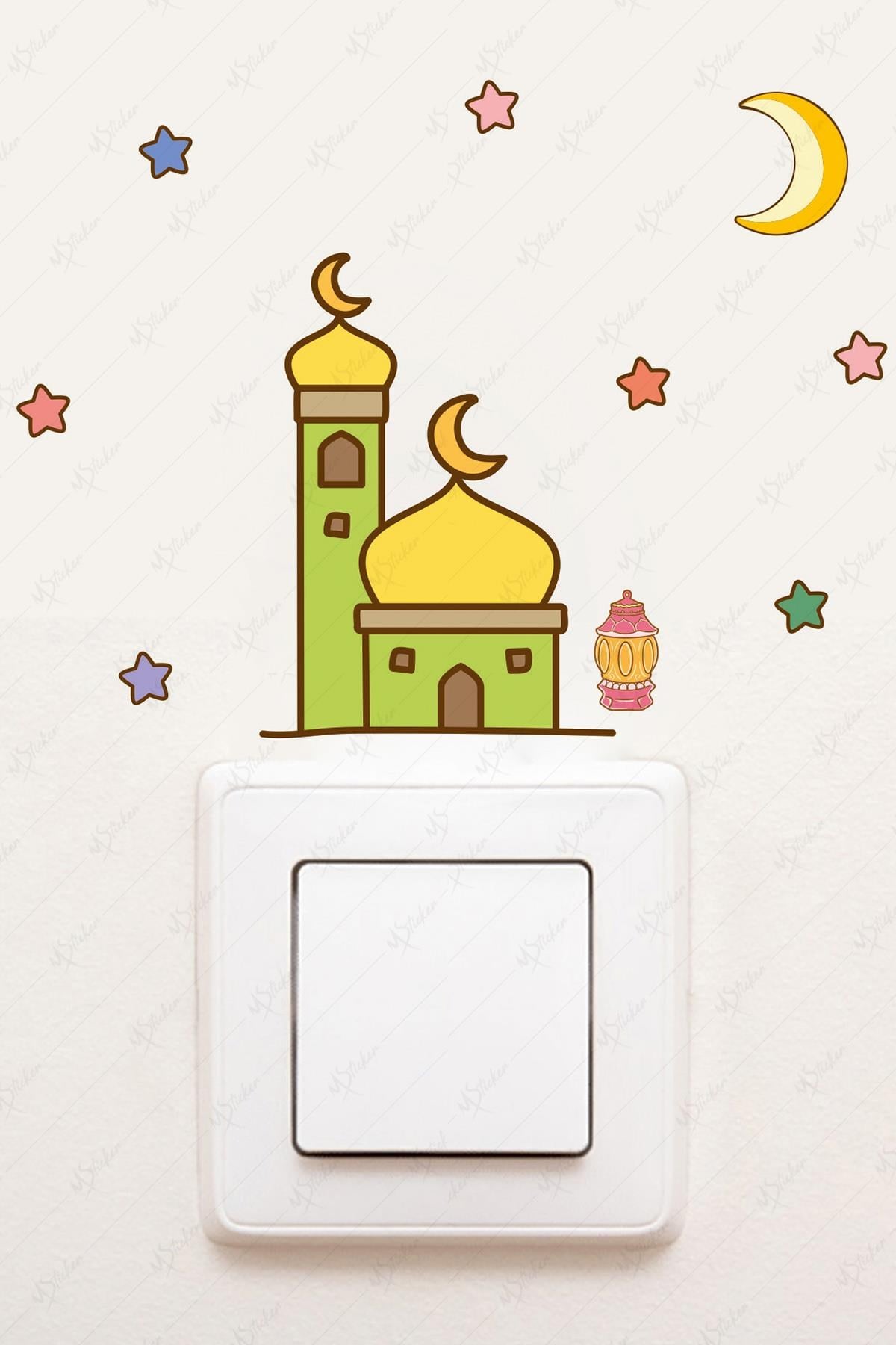 Cami Ay ve Yıldızlar Ramazan Priz Sticker 