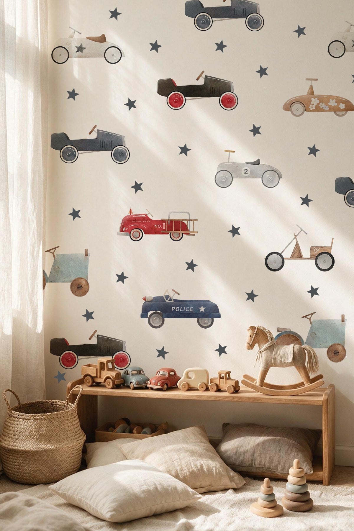 Çocuk Odası Duvar Sticker 119 Parça Araba Araç Temalı Dekoratif Duvar Çıkartması