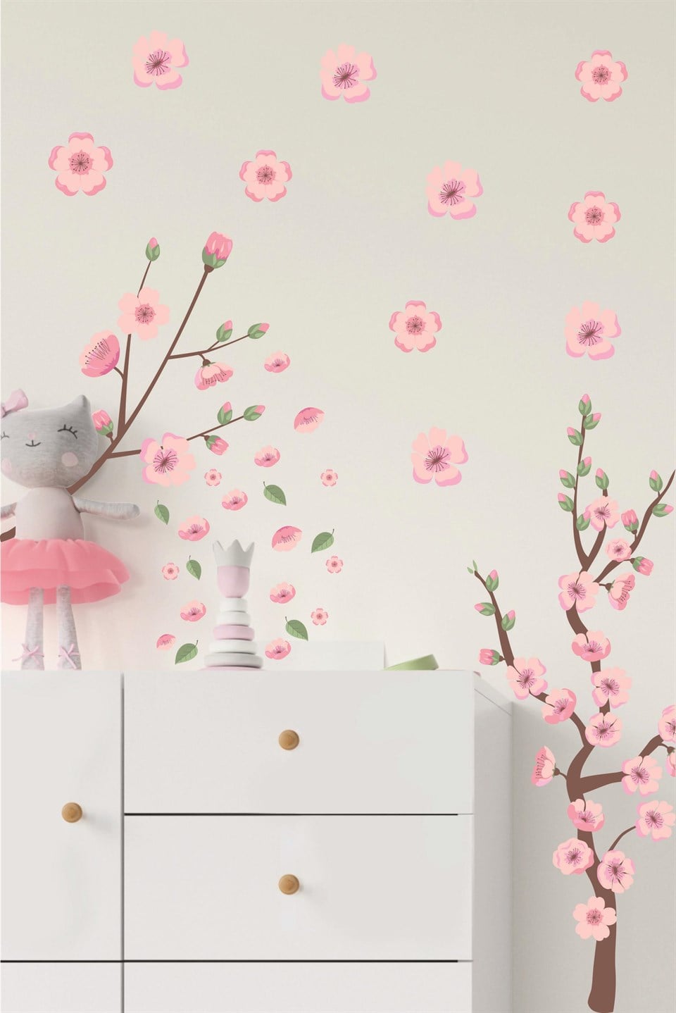 Dalda Şakayıklar ve Yapraklar Çocuk Bebek Odası Sticker Seti