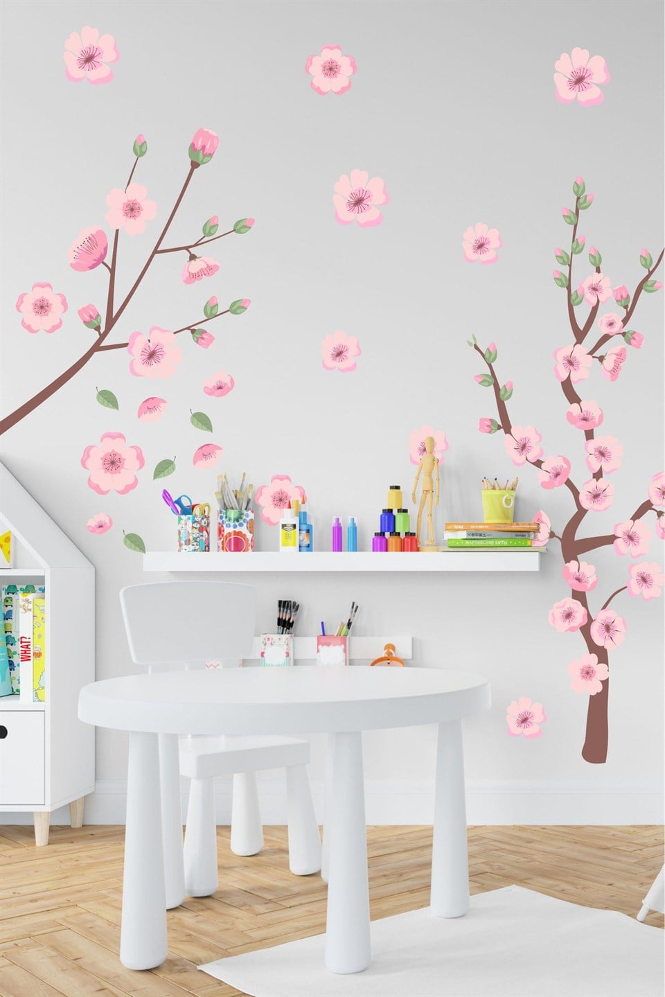 Dalda Şakayıklar ve Yapraklar Çocuk Bebek Odası Sticker Seti