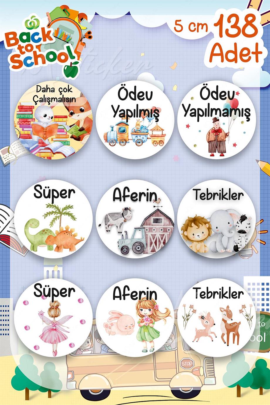 Ders Konrtol Etiketi Aferin Etiketi Öğretmen Etiketi Öğrenci Mativasyon Etiketi