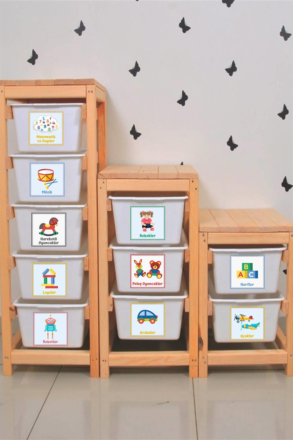 Eğlenceli Büyük Renkli Oyuncak Kutusu Sticker-Organizer Etiket-Renkli Sticker