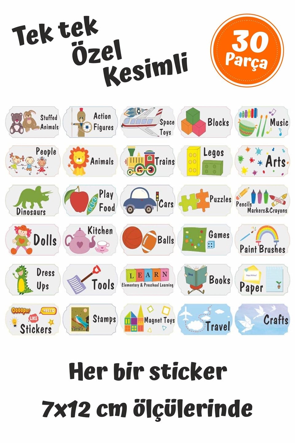 Eğlenceli Renkli Oyuncak Kutusu Sticker-Organizer Etiket-Renkli Büyük