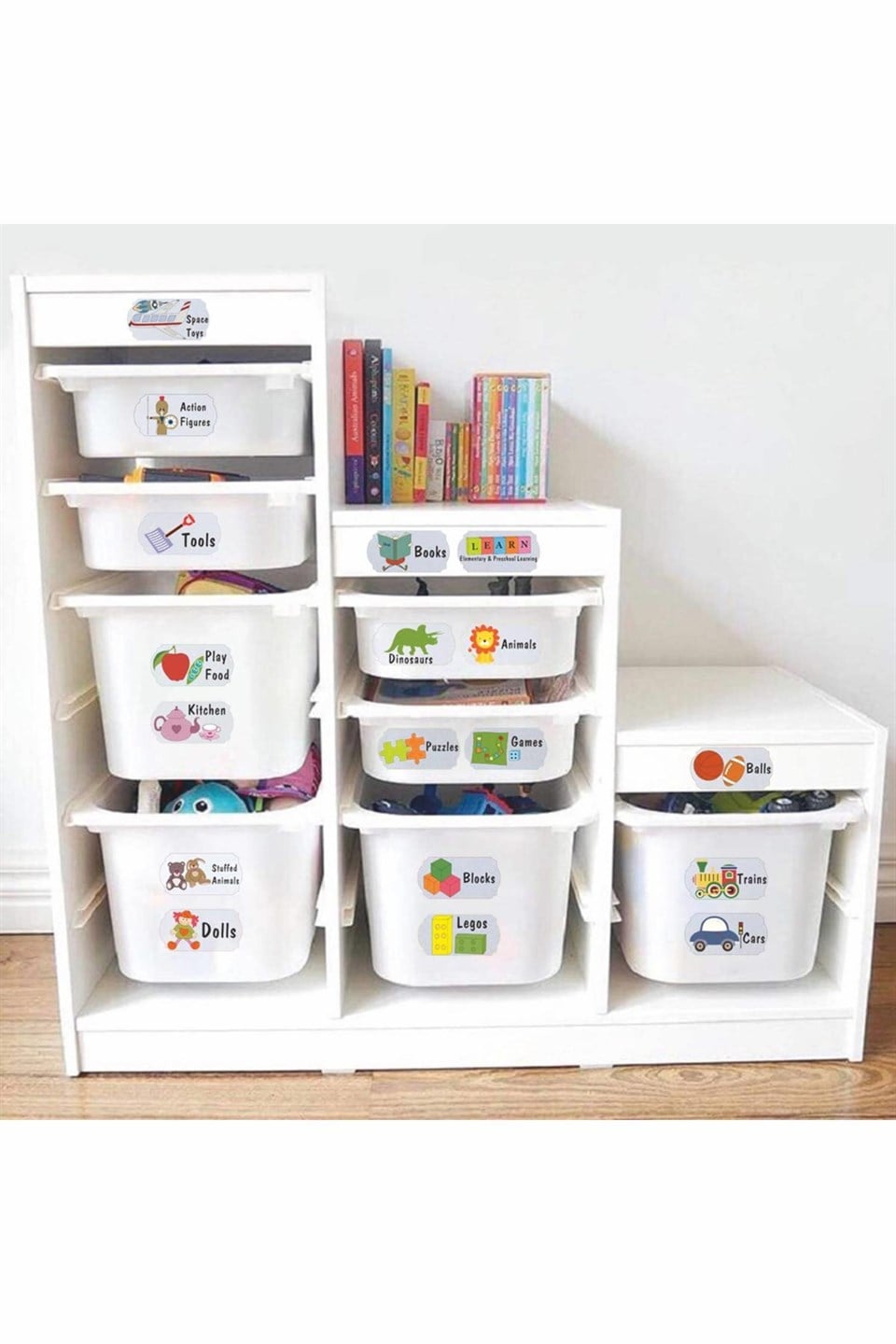 Eğlenceli Renkli Oyuncak Kutusu Sticker-Organizer Etiket-Renkli Büyük