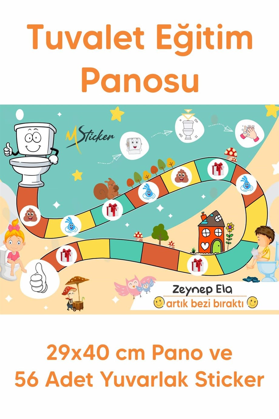 Eğlenceli Ve Eğitici Tuvalet Eğitimi Sticker Panosu 29x42cm