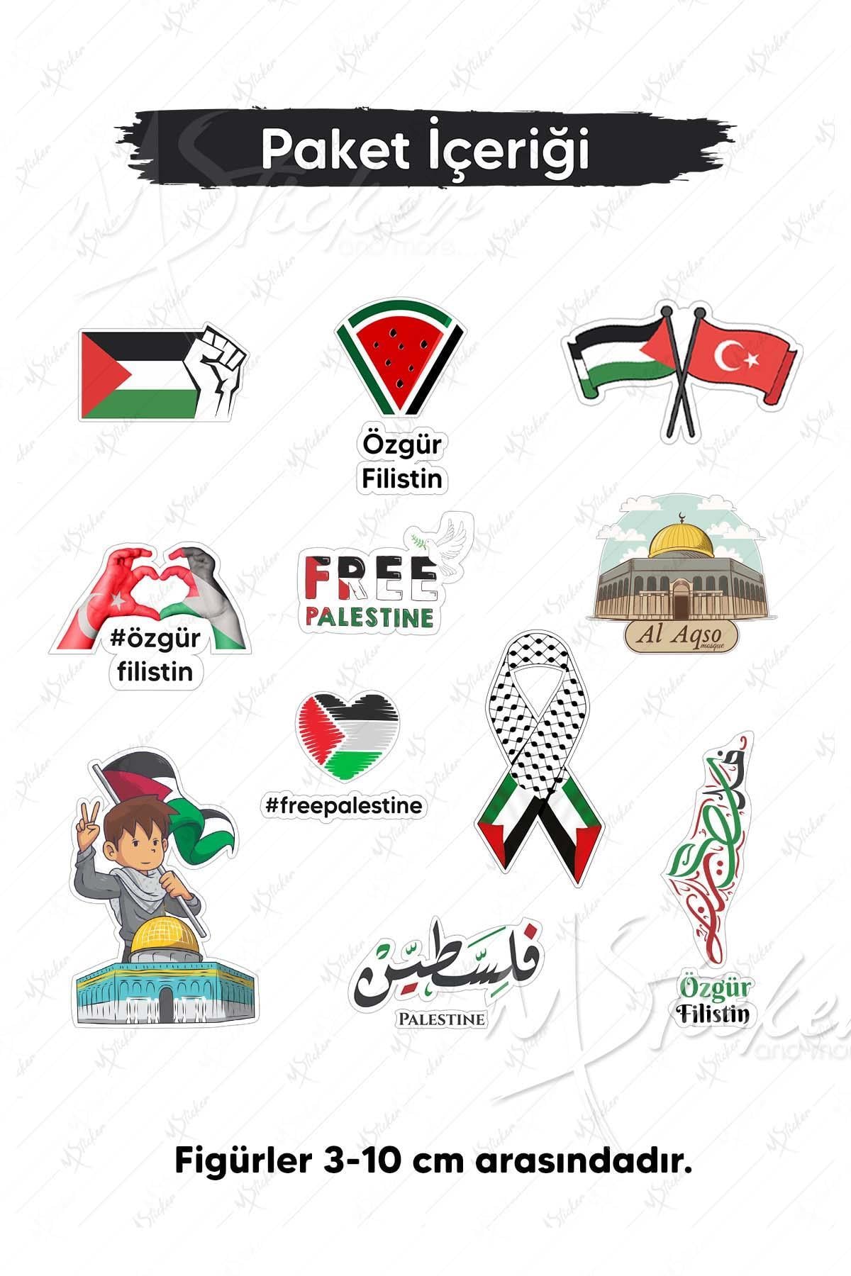 Free Palestine Sticker Seti - Özgür Filistin Temalı Sticker Seti - Filistin Destek