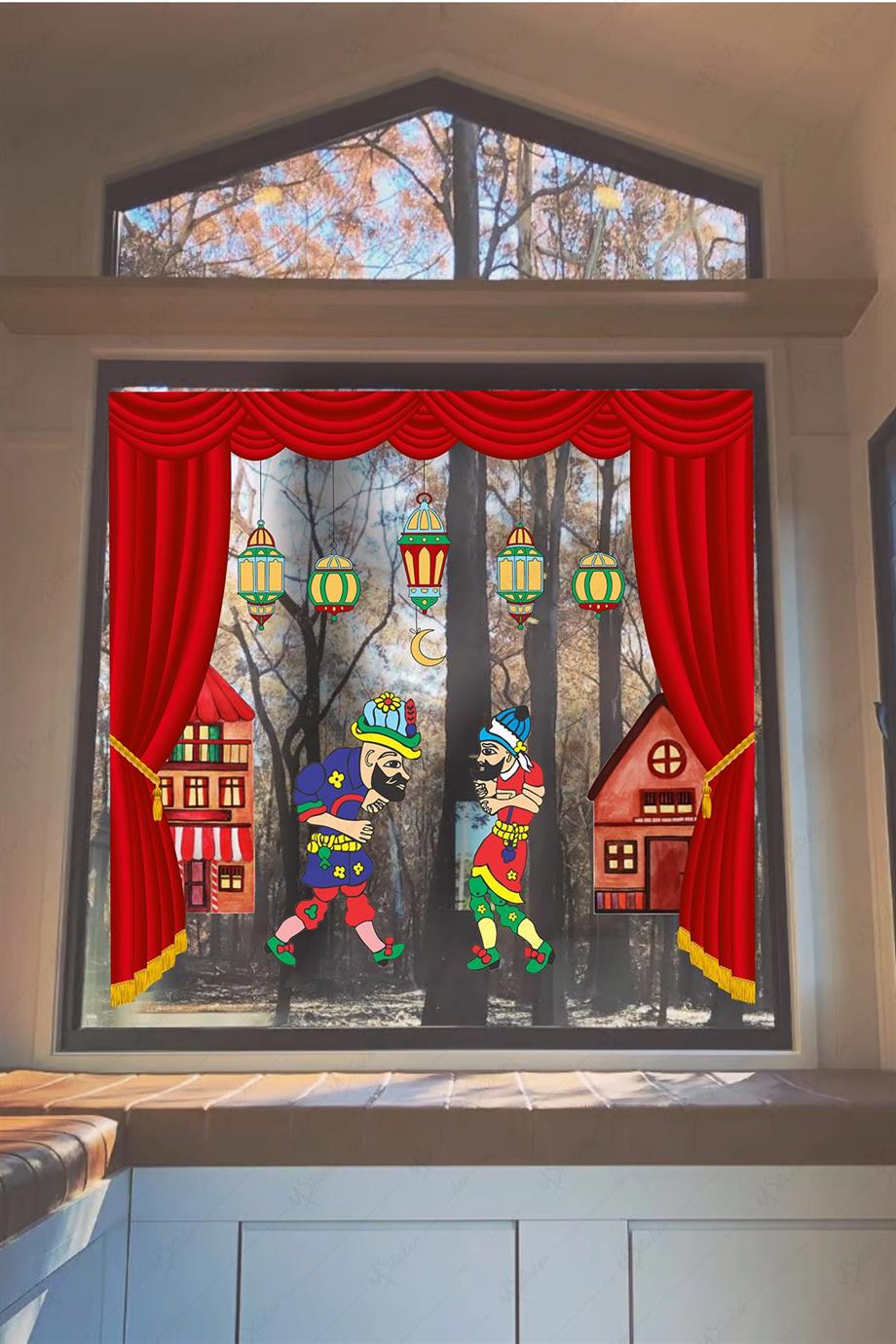 Hacivat ve Karagöz Sahne Gösterisi Ramazan Sticker Seti