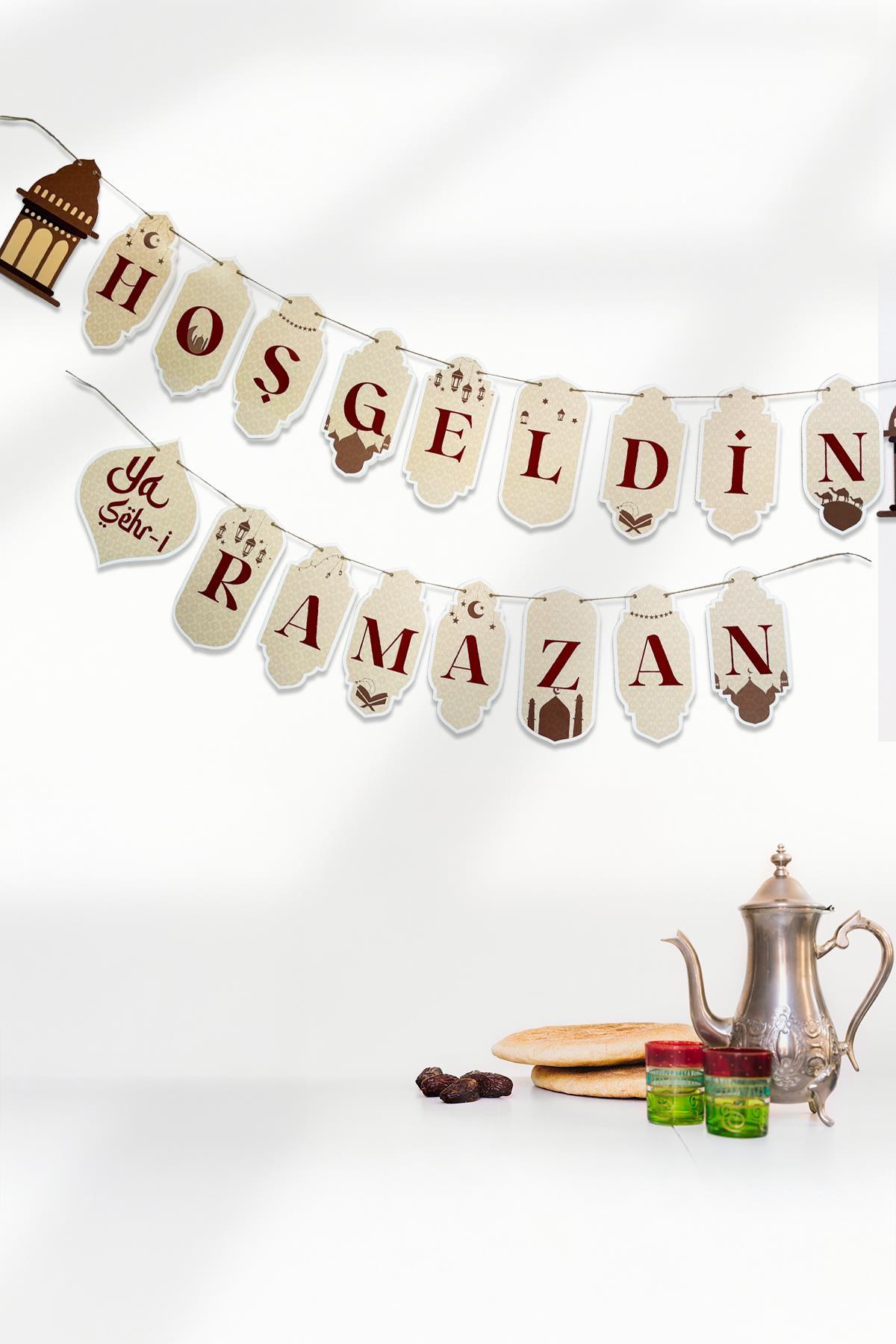Hoşgeldin Ya Şehr-i Ramazan Flama Duvar Süsü Ramazan Süsü Hasır İp ile Gönderilmektedir