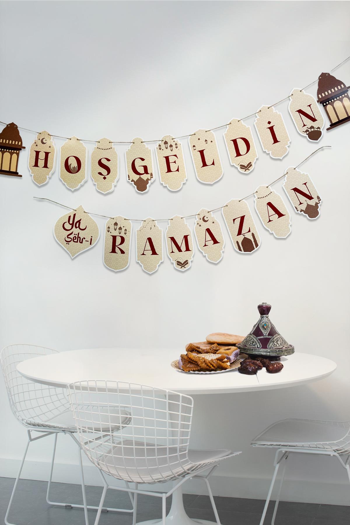 Hoşgeldin Ya Şehr-i Ramazan Flama Duvar Süsü Ramazan Süsü Hasır İp ile Gönderilmektedir