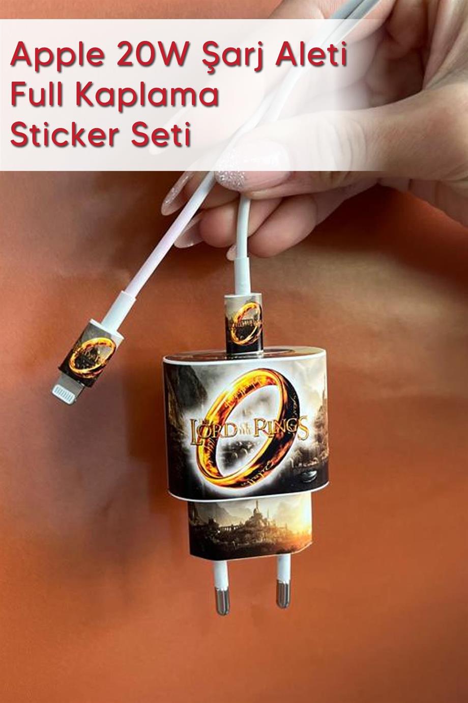 Iphone 20w Uyumlu Şarj Aleti Kaplaması - Yüzüklerin Efendisi Temalı Full Sarj Aleti Sticker 5 Parça 