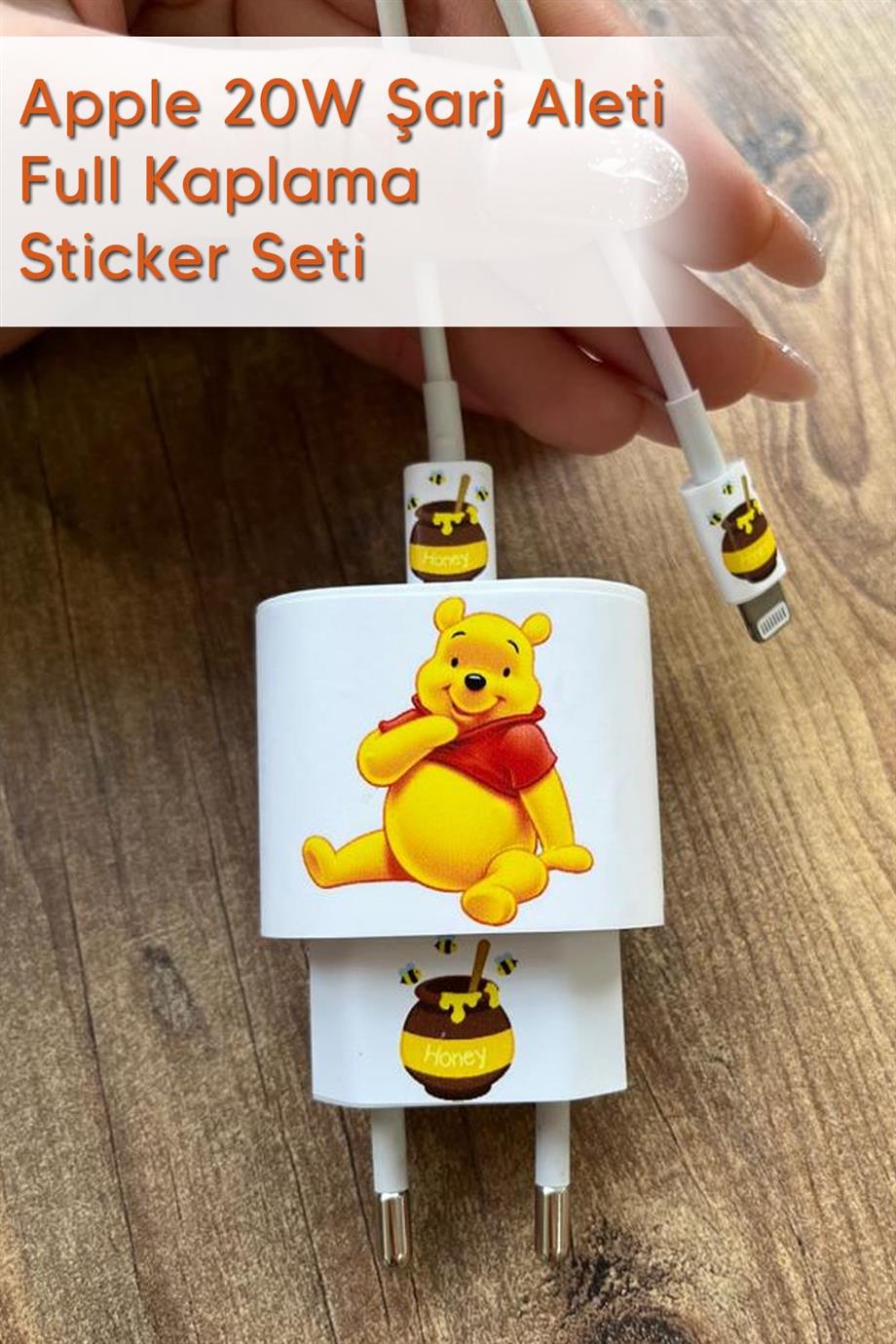 Iphone 20w Uyumlu Şarj Aleti Kaplaması - Winnie De Pooh Temalı Full Sarj Aleti Sticker 5 Parça 