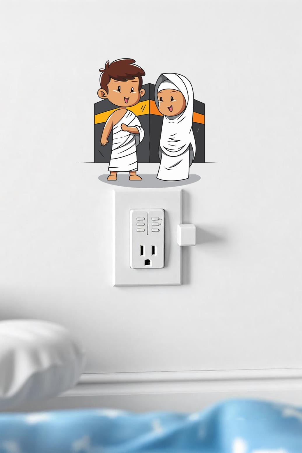 Kabede Küçük Hacılar Ramazan Priz Sticker Seti Duvar Cam Sticker Ramazan Süsü