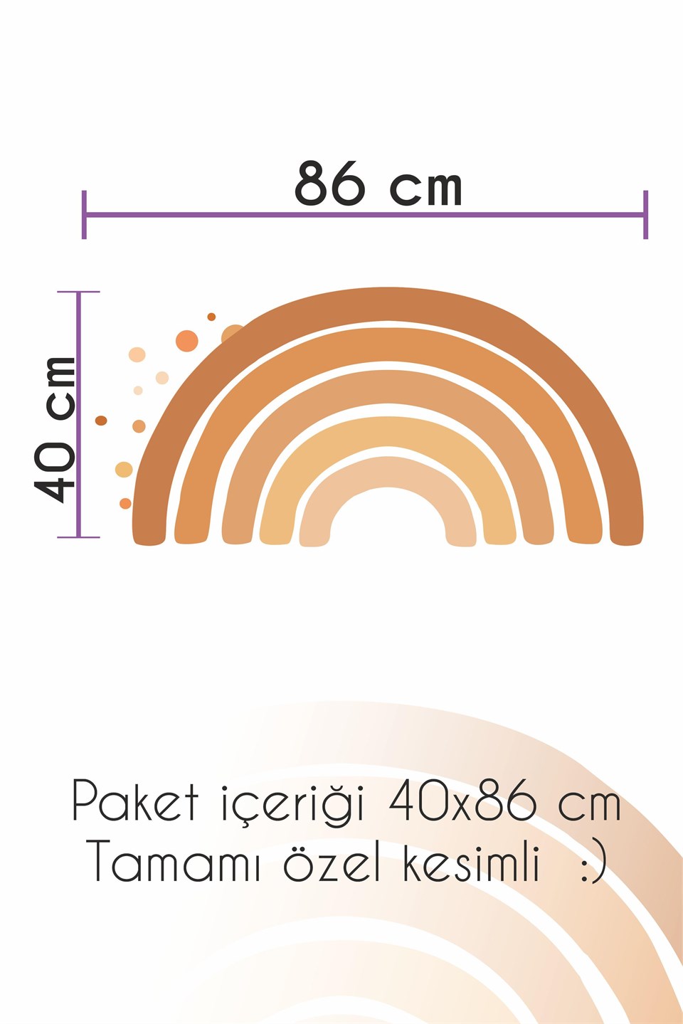 Kahve Tonlarında Gökkuşağı ve Puantiyeler Çocuk Bebek Odası Sticker