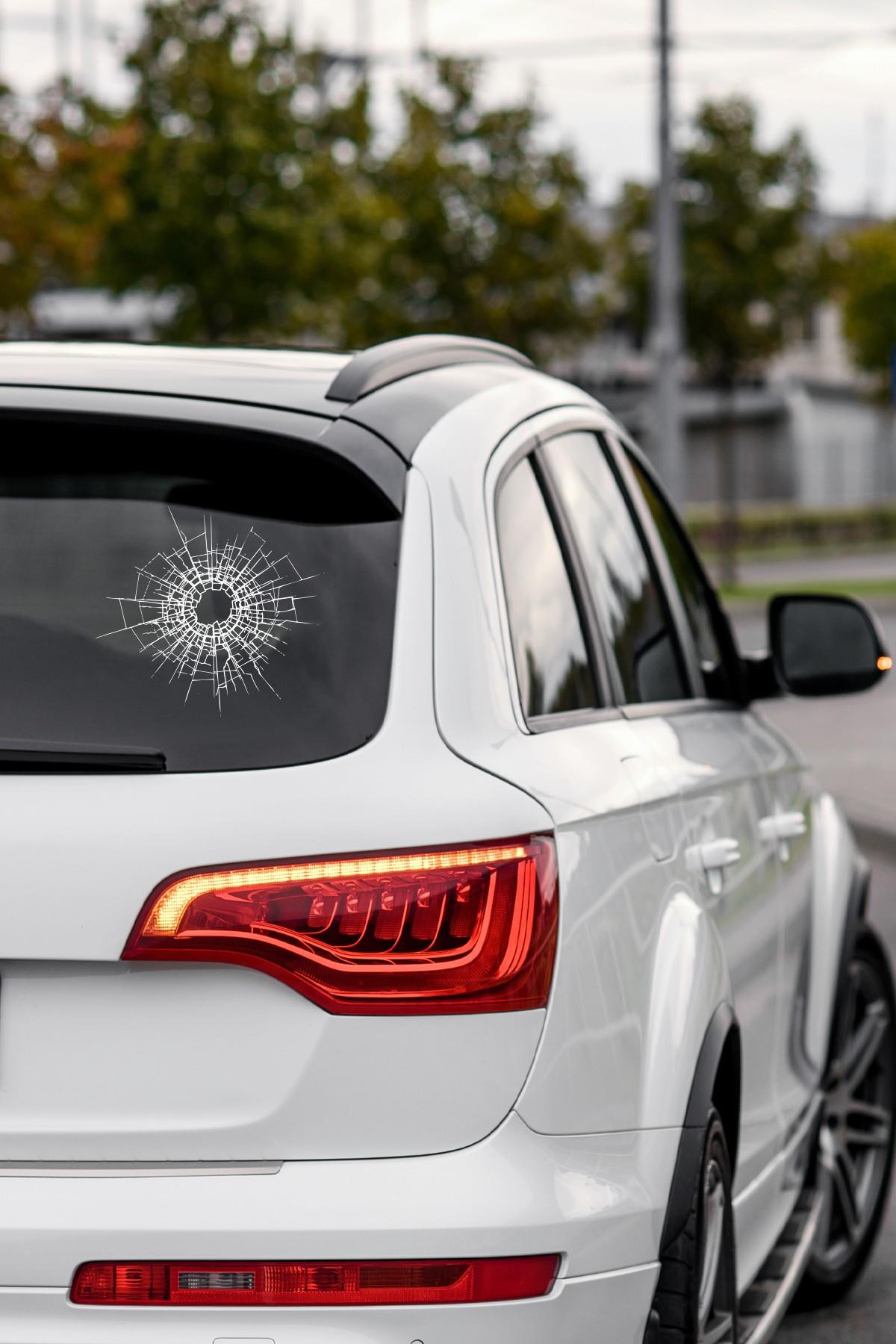 Kırık Cam Efektli Sticker Model2,Şaka Stickerı Eğlenceli Kırık Cam Efektli 3D Görünümlü Cam Sticker 